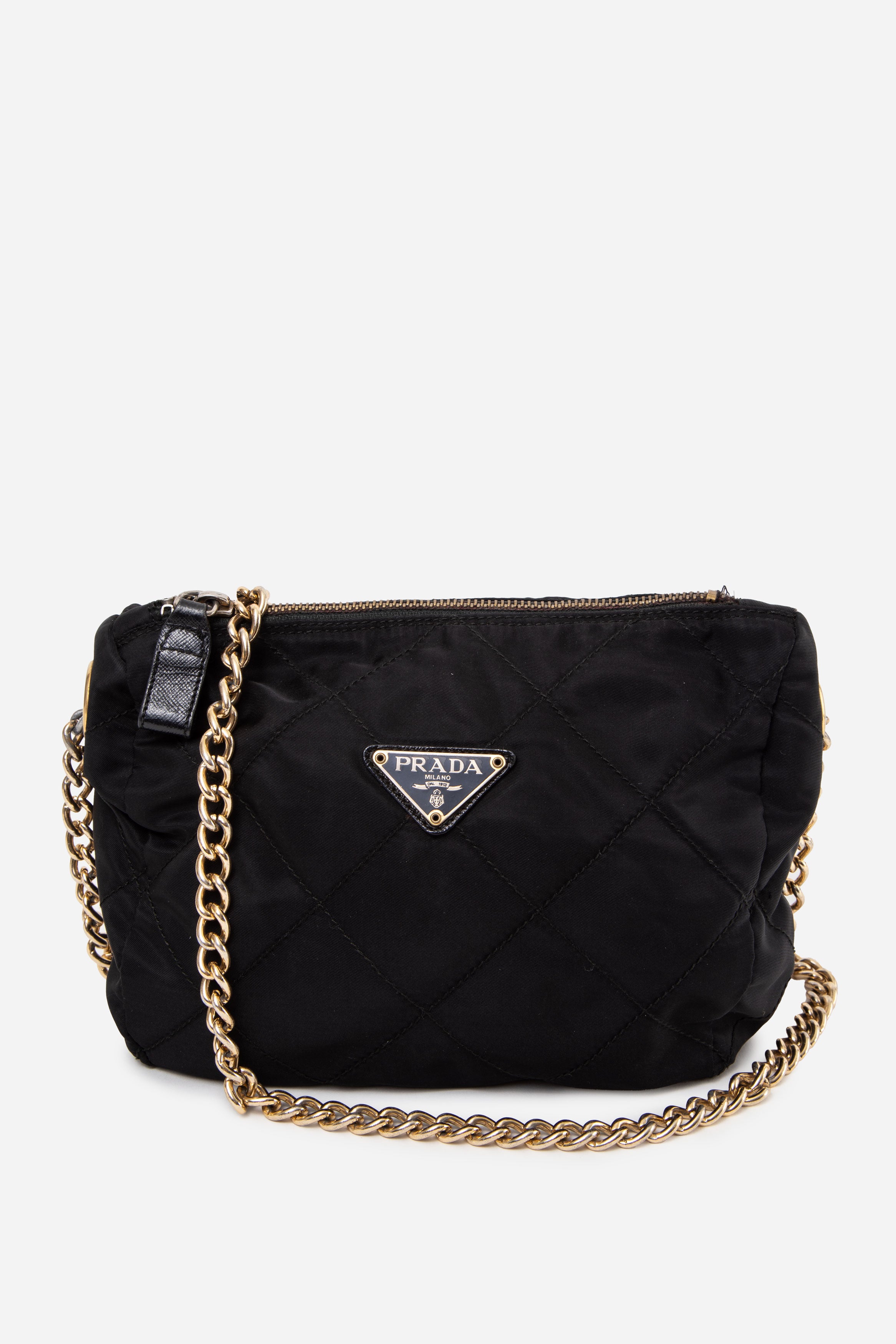 Prada Black Quilted Tessuto Chain Bag