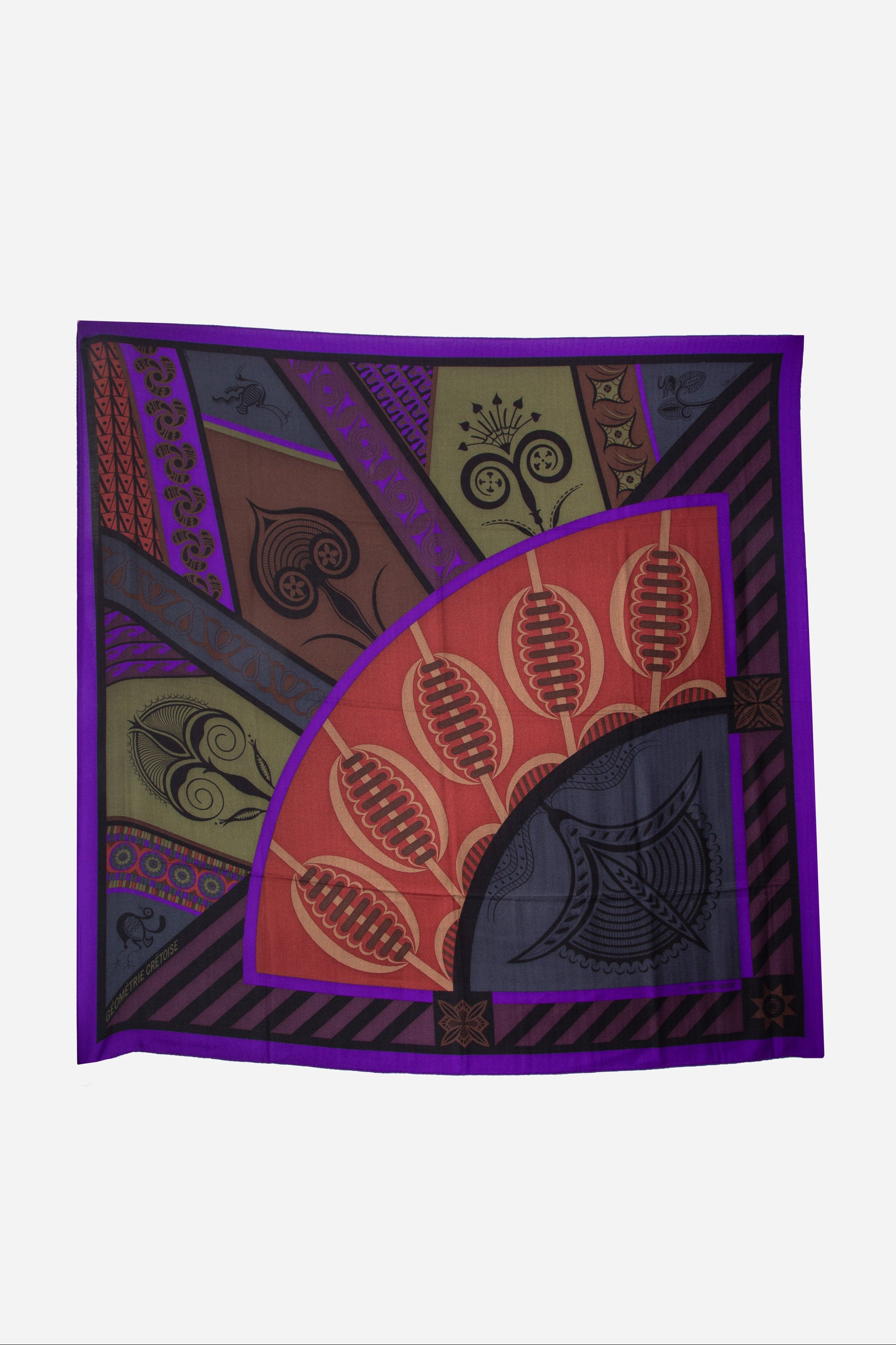 Hermes Purple/Red Cashmere and Silk Shawl 140cm