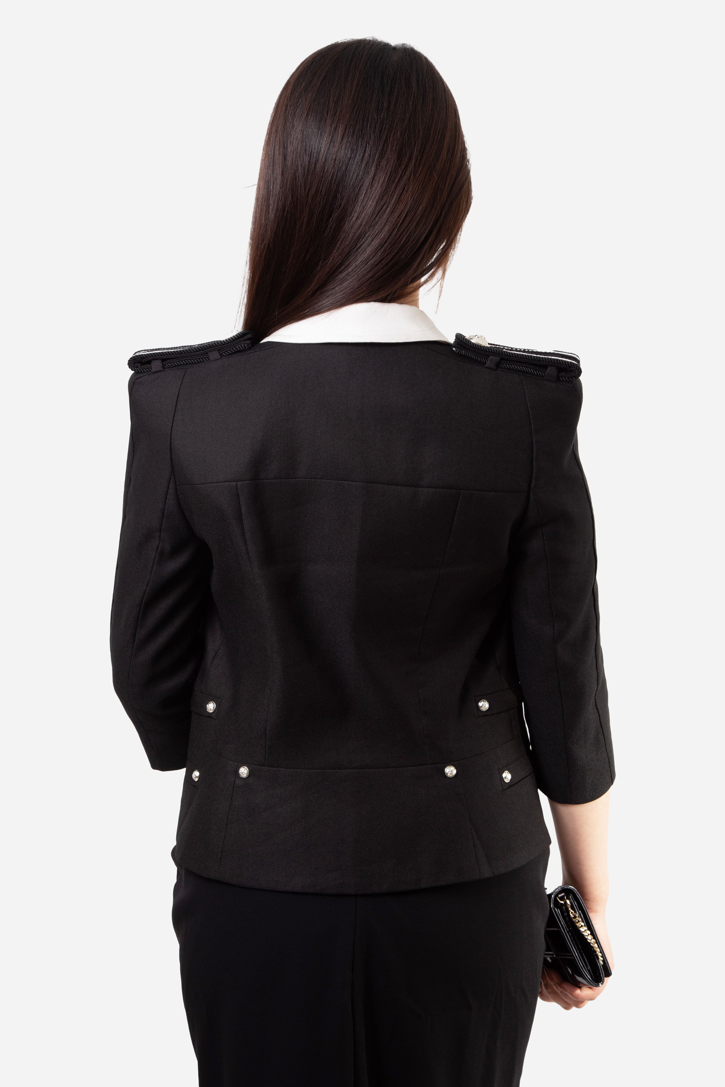 Pierre Balmain Black and White Satin Lapel Jacket Size 36