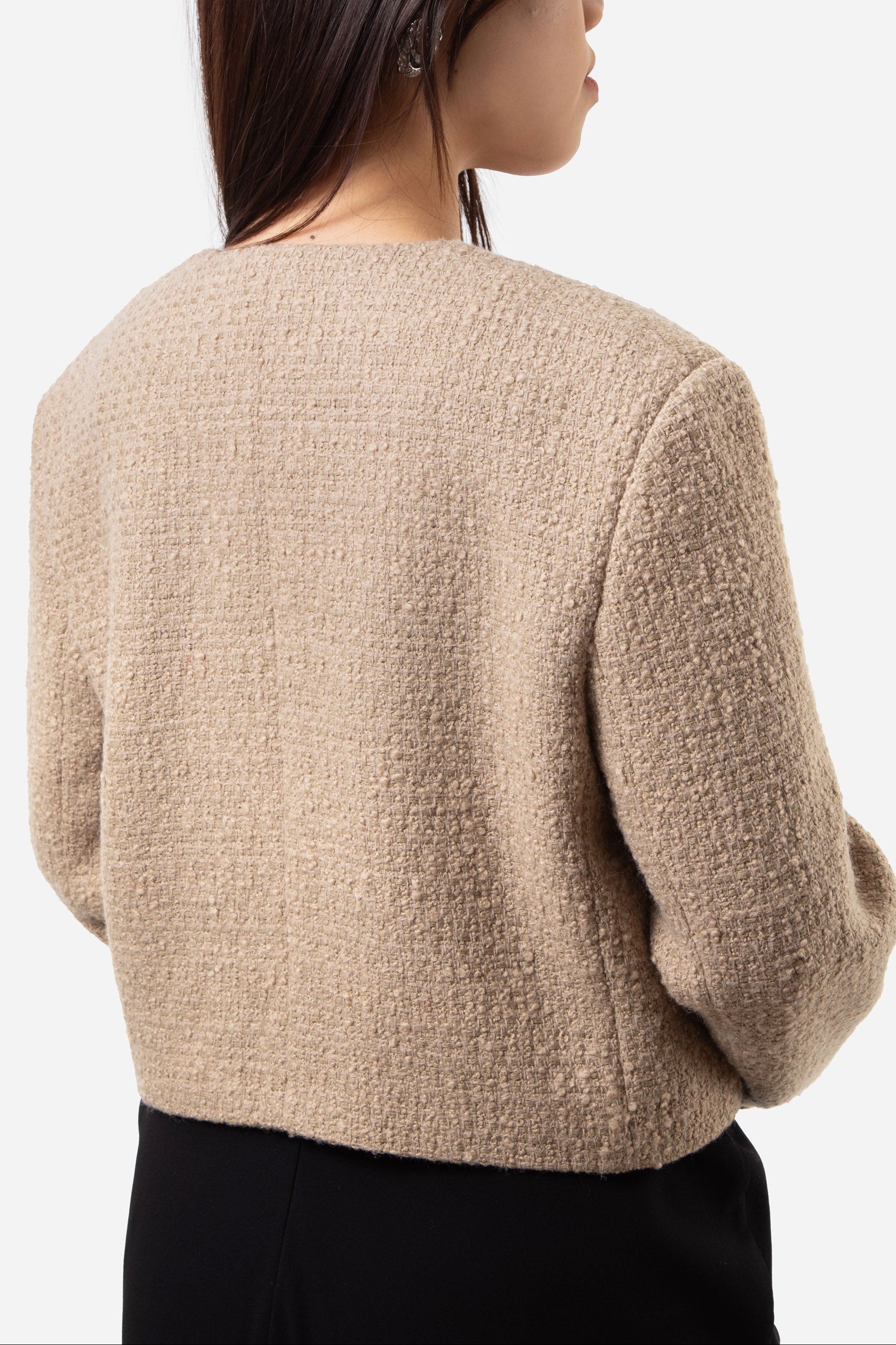 Celine Beige Wool/Mohair Tweed Jacket with Buttons Size 38