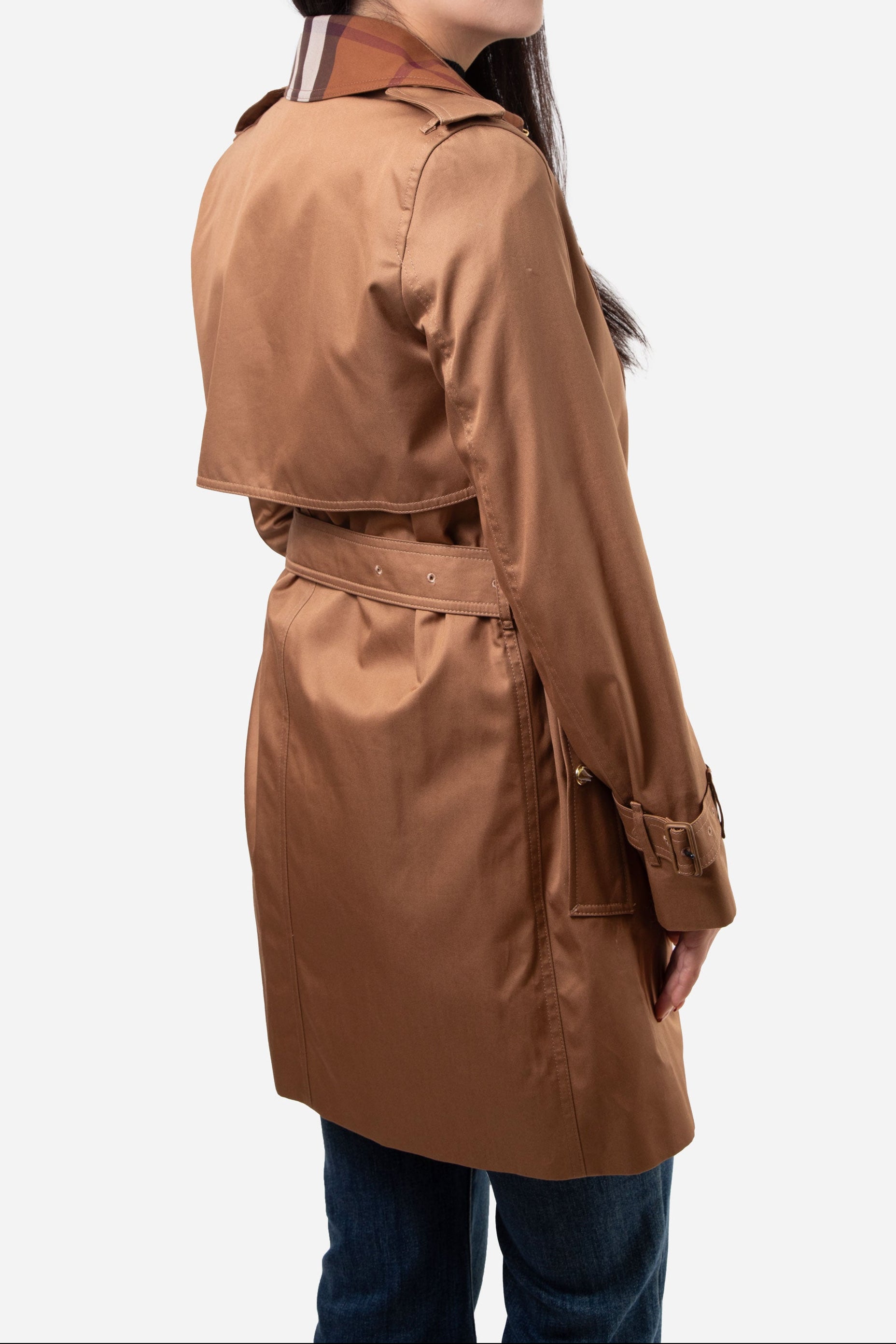 Burberry Sandridge Check Trench Coat Brown Size 2