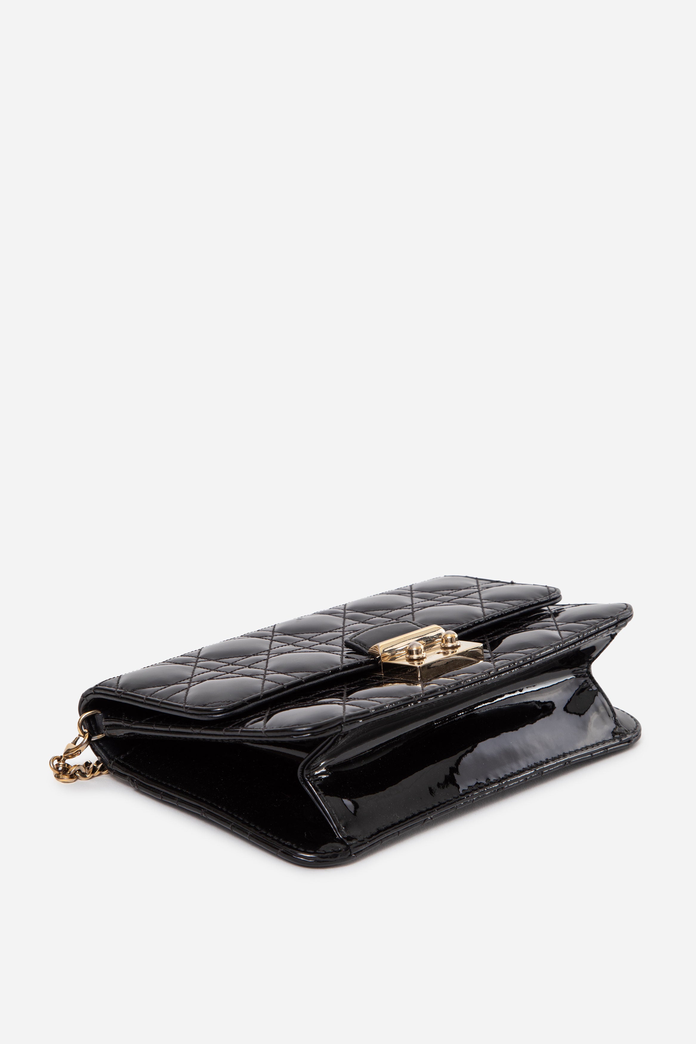 Christian Dior 2016 Black Patent Miss Dior Promenade Chain Flap Bag