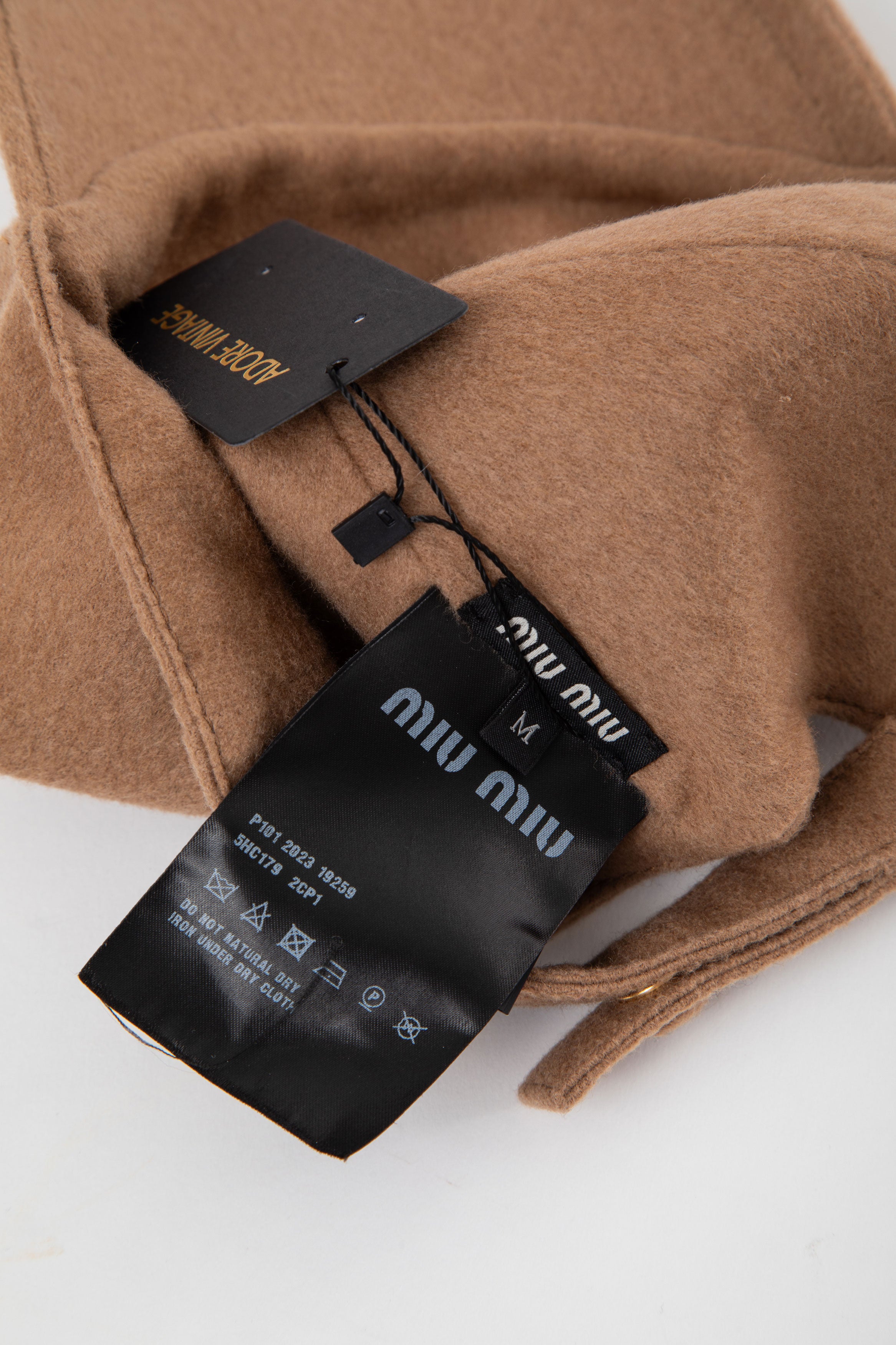 Miu Miu Beige Camel Wool Baseball Cap