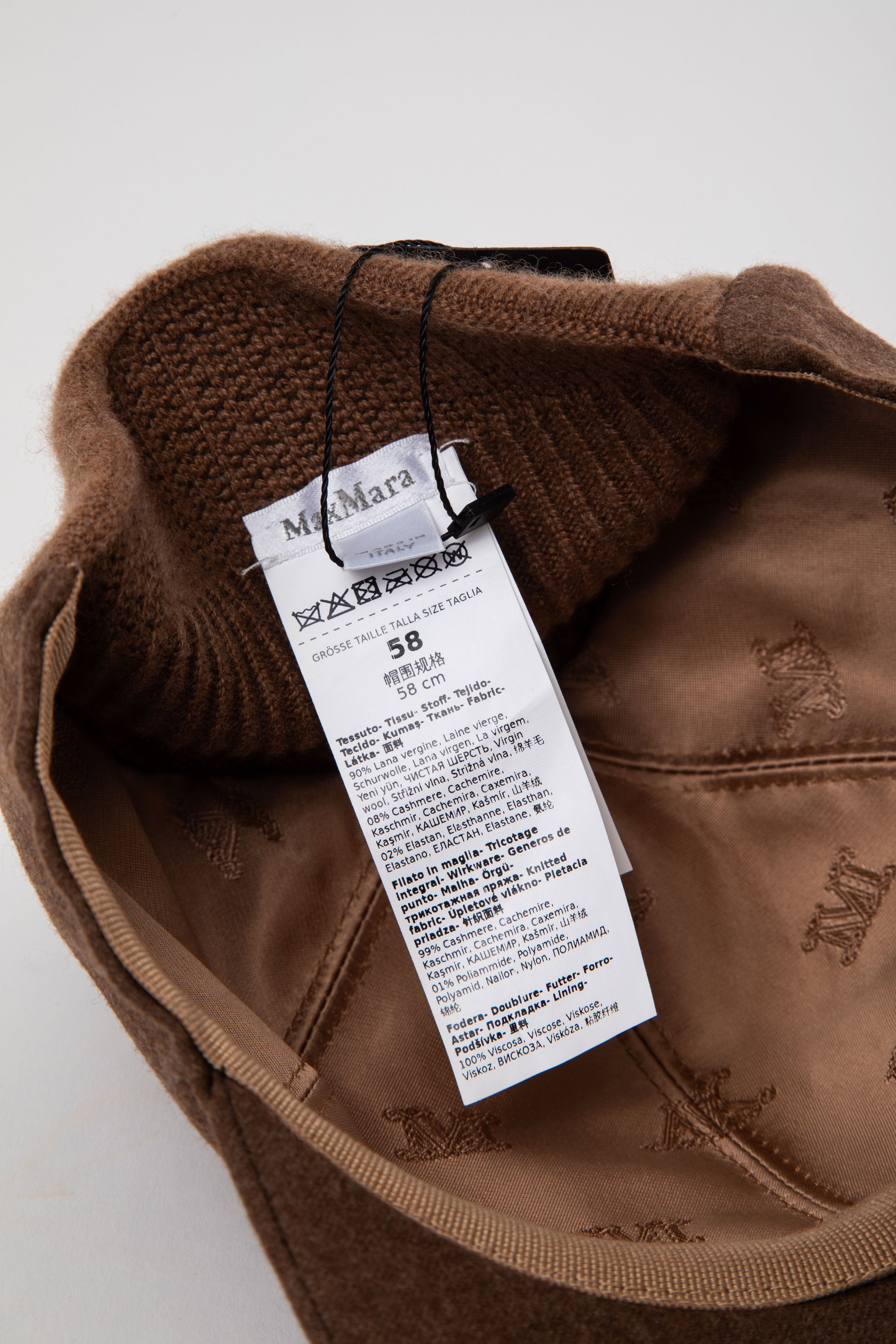 MaxMara Brown Wool Cashmere Cap