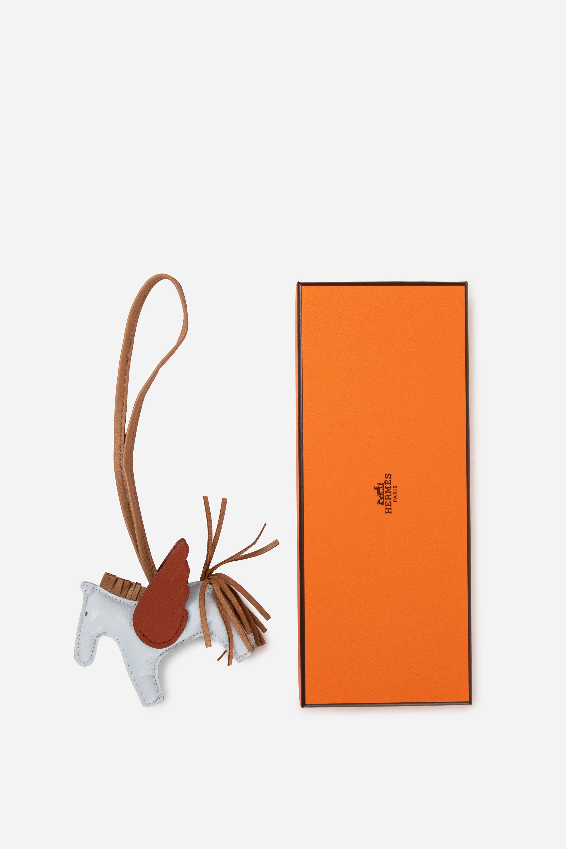 Hermes Light Blue/Brown Rodeo Pegase PM Charm