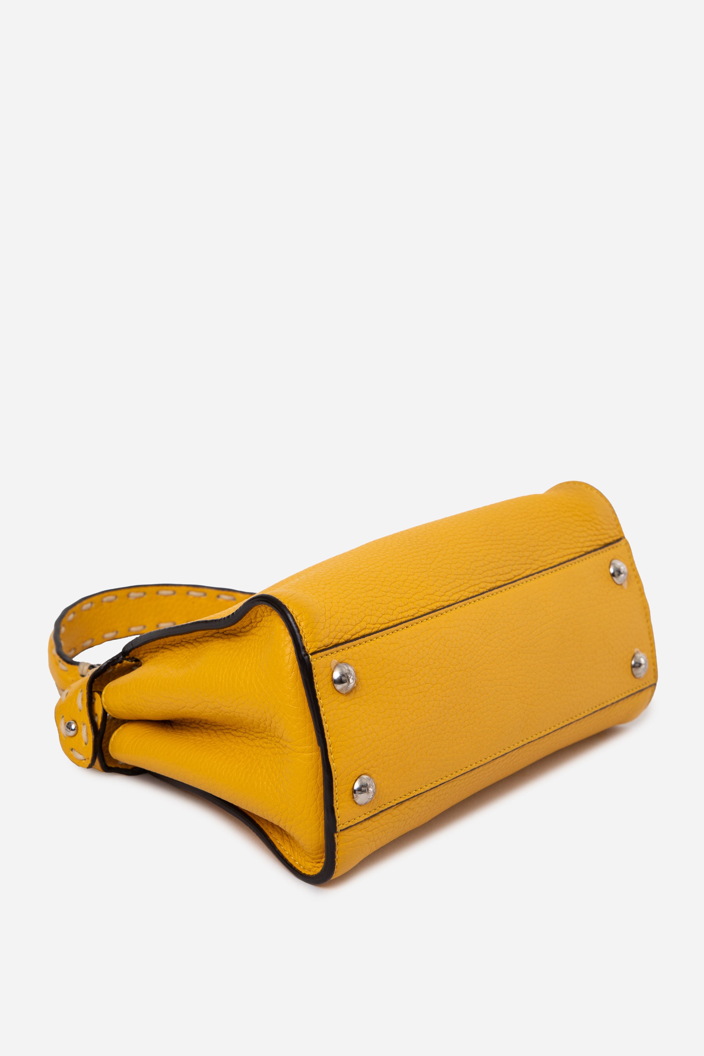 Fendi Yellow Cuoio Romano Selleria Mini Peekaboo Iconic Satchel