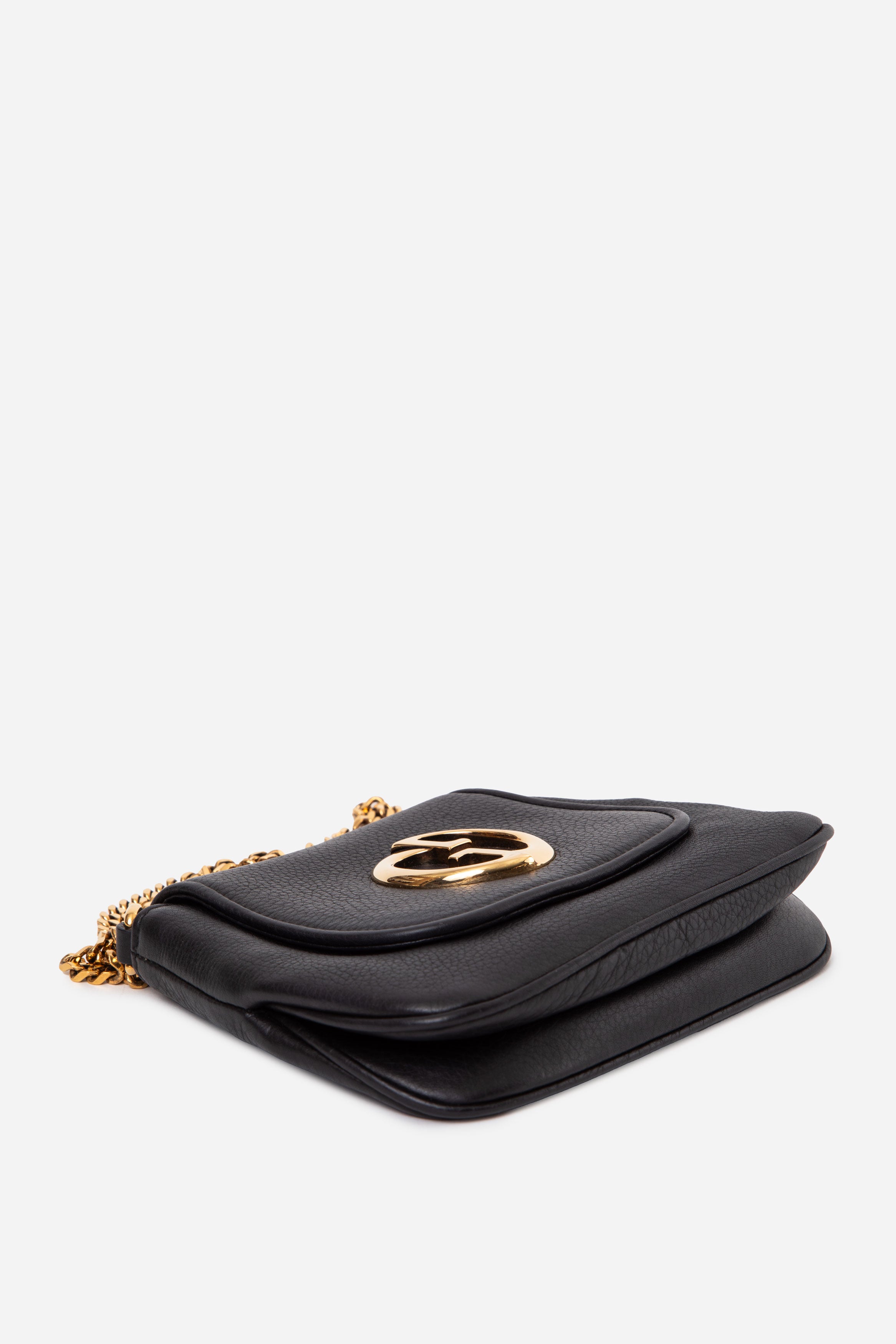 Gucci Black Pebbled Leather '1973' Crossbody Bag