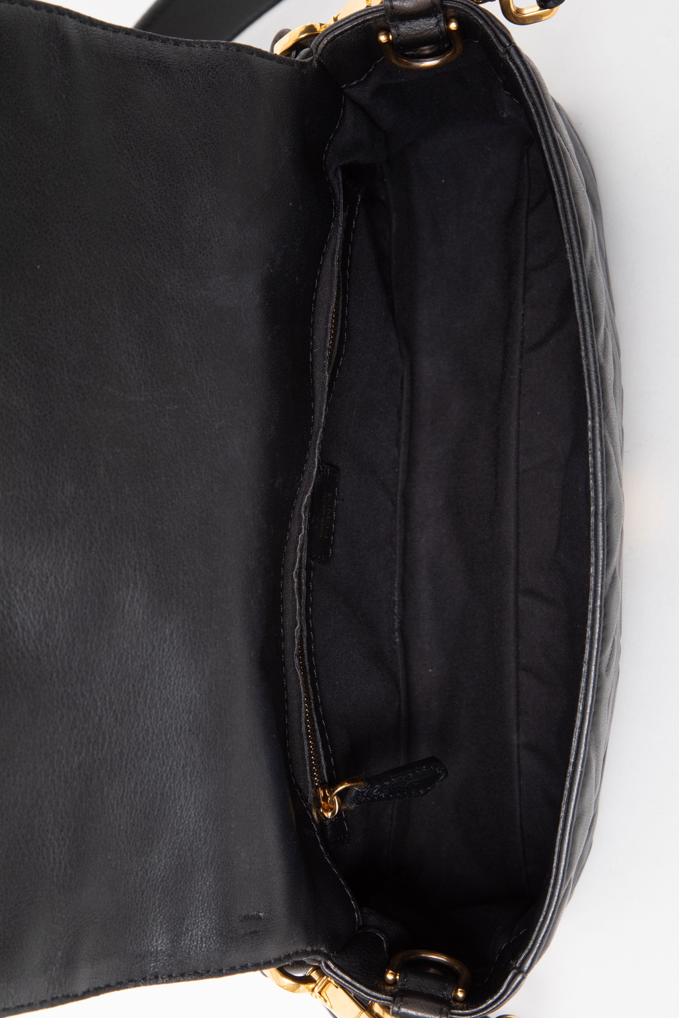 Fendi Black Nappa FF Embossed Large Baguette