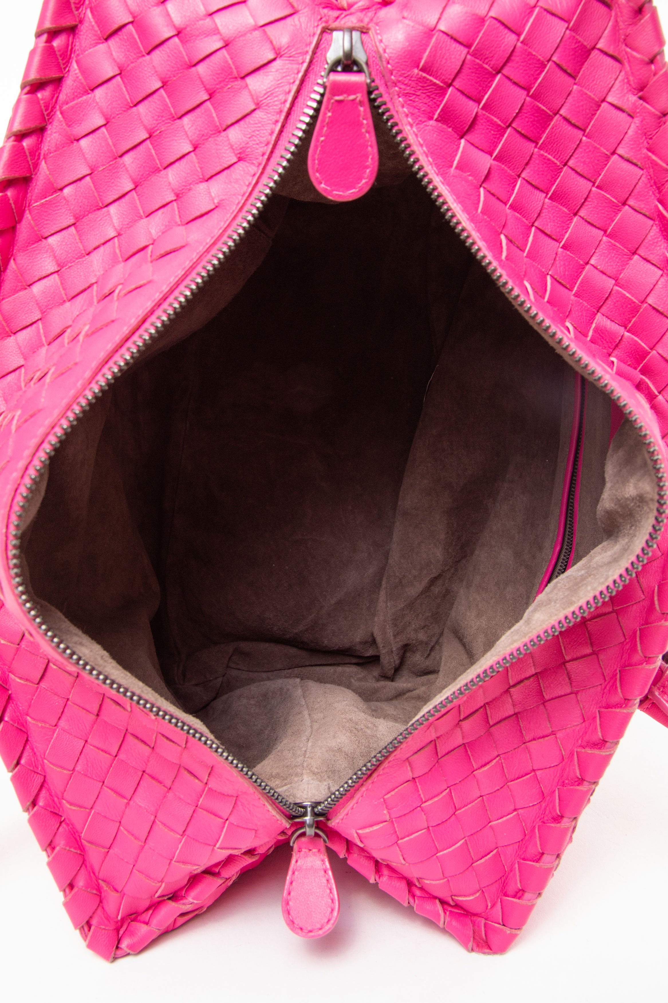 Bottega Veneta Leather Intrecciato Tote Bag Pink