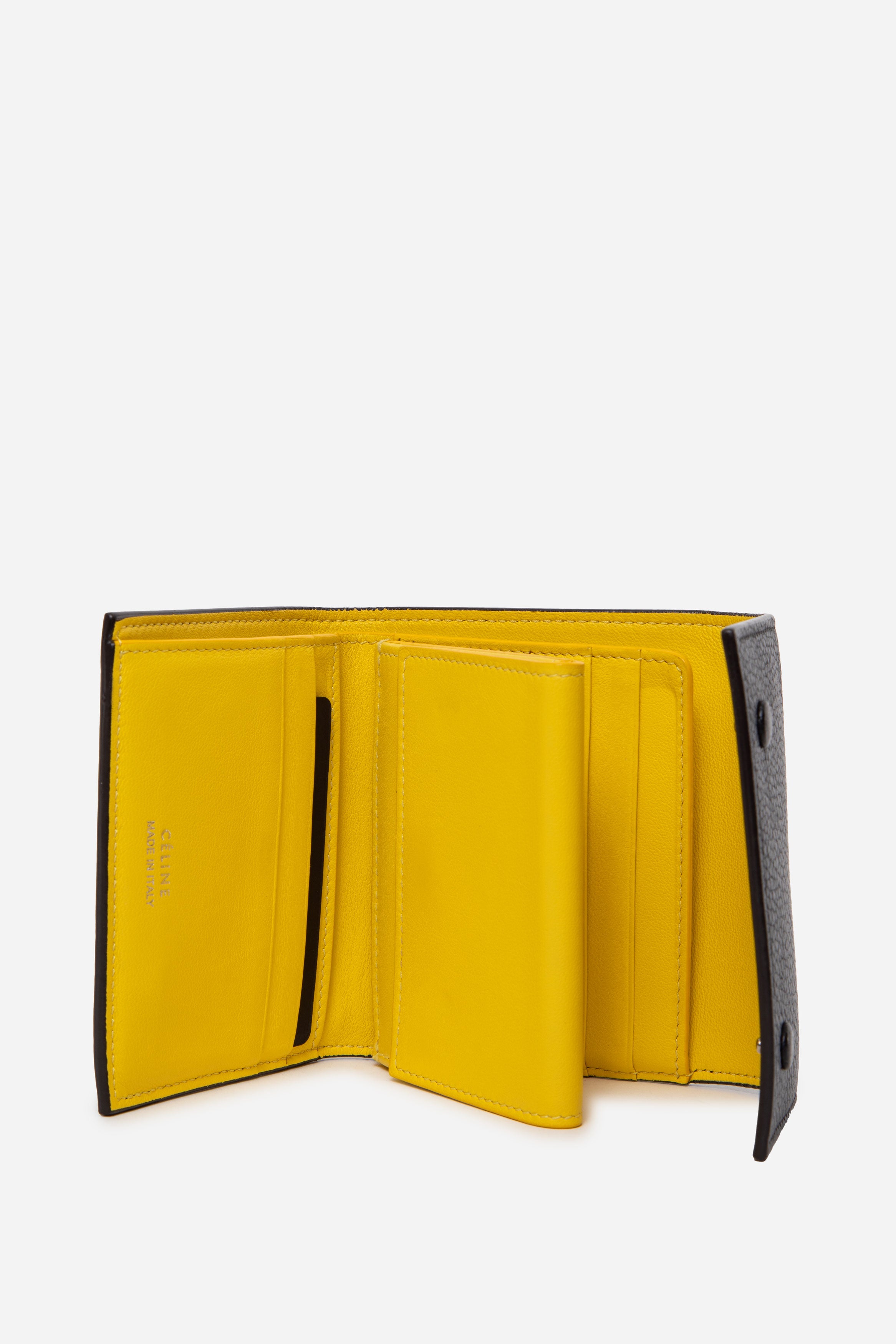 Celine Black/Yellow Leather Trifold Wallet