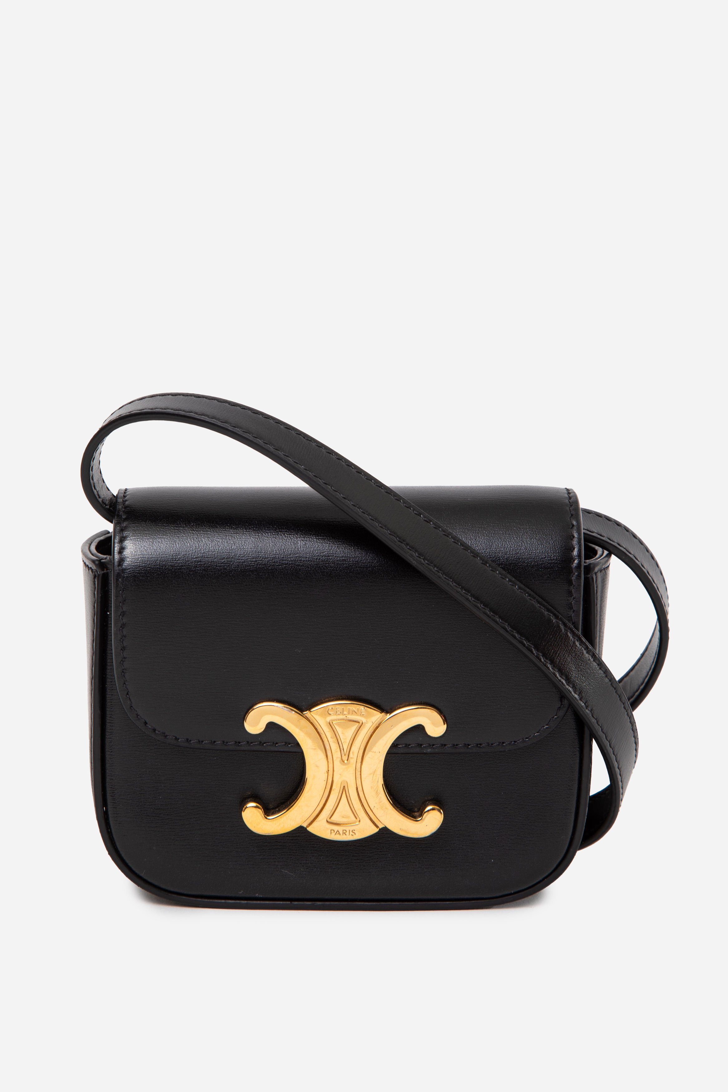 Celine 2021 MINI CLAUDE IN SHINY CALFSKIN BLACK