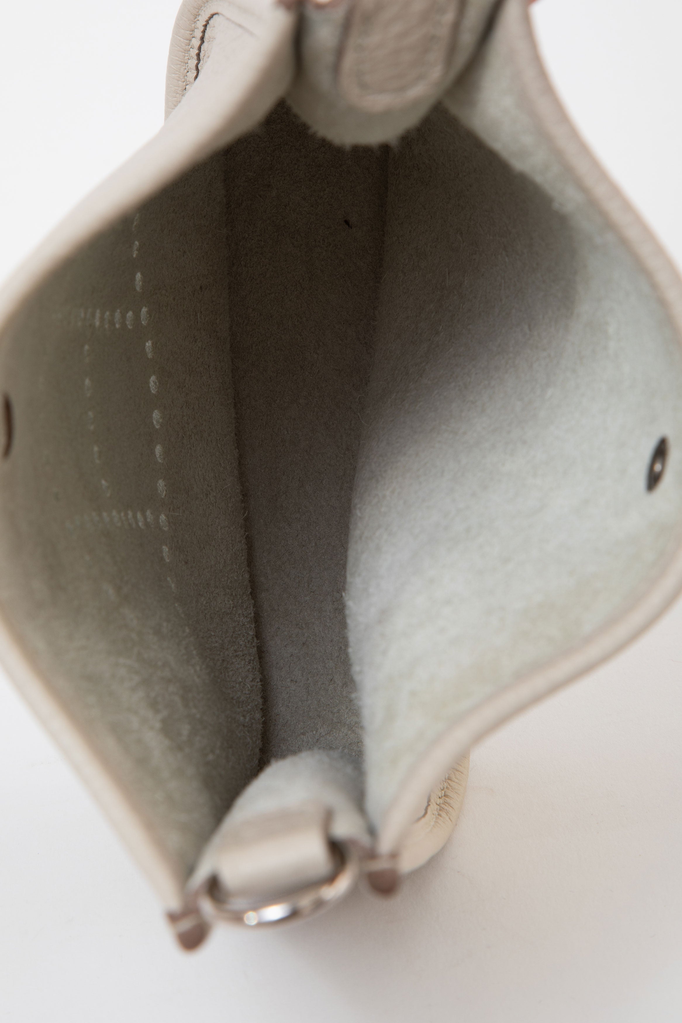 Hermes 2023 White Clemence Leather Mini Evelyne