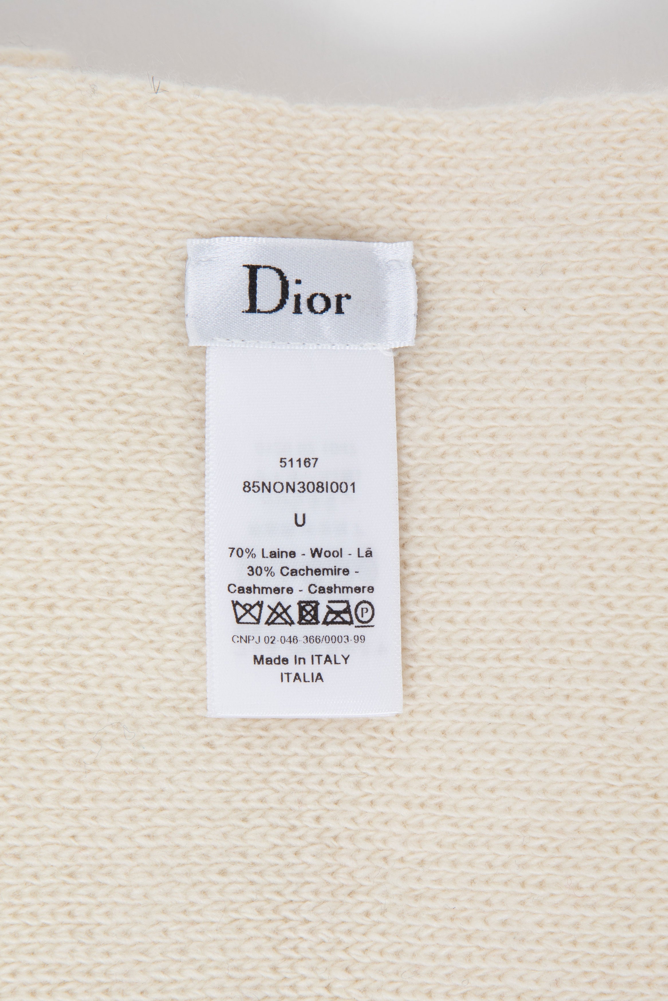 Dior “J’ADIOR 8 / NON ET NON” Wool Cashmere Scarf Cream