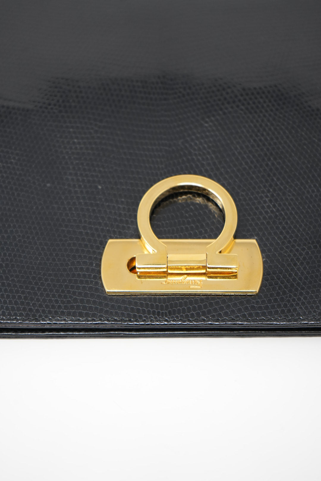 Salvatore Ferragamo Gancini Shoulder Bag Black Calfskin