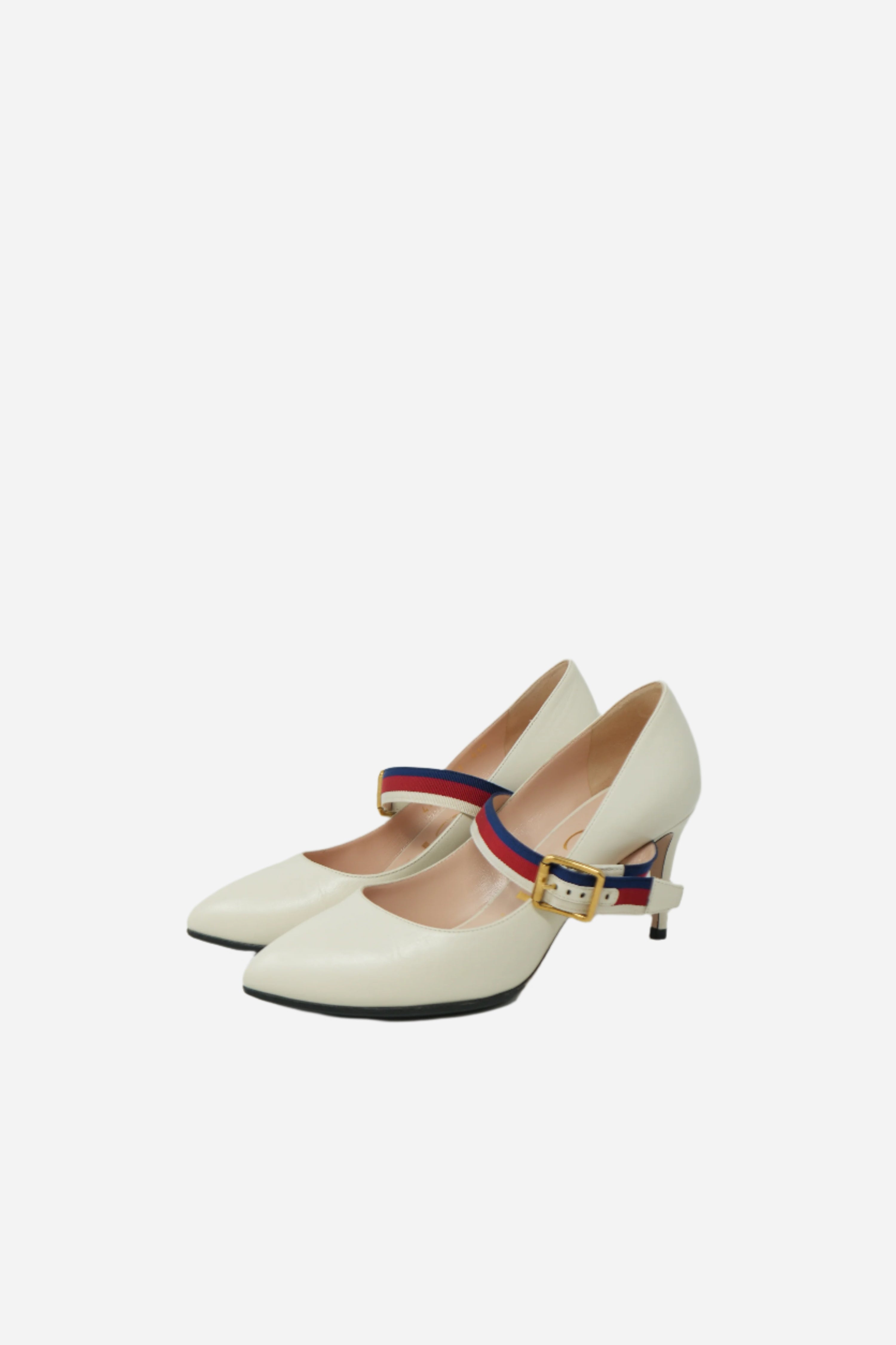 Gucci White Leather Sylvie Pumps
