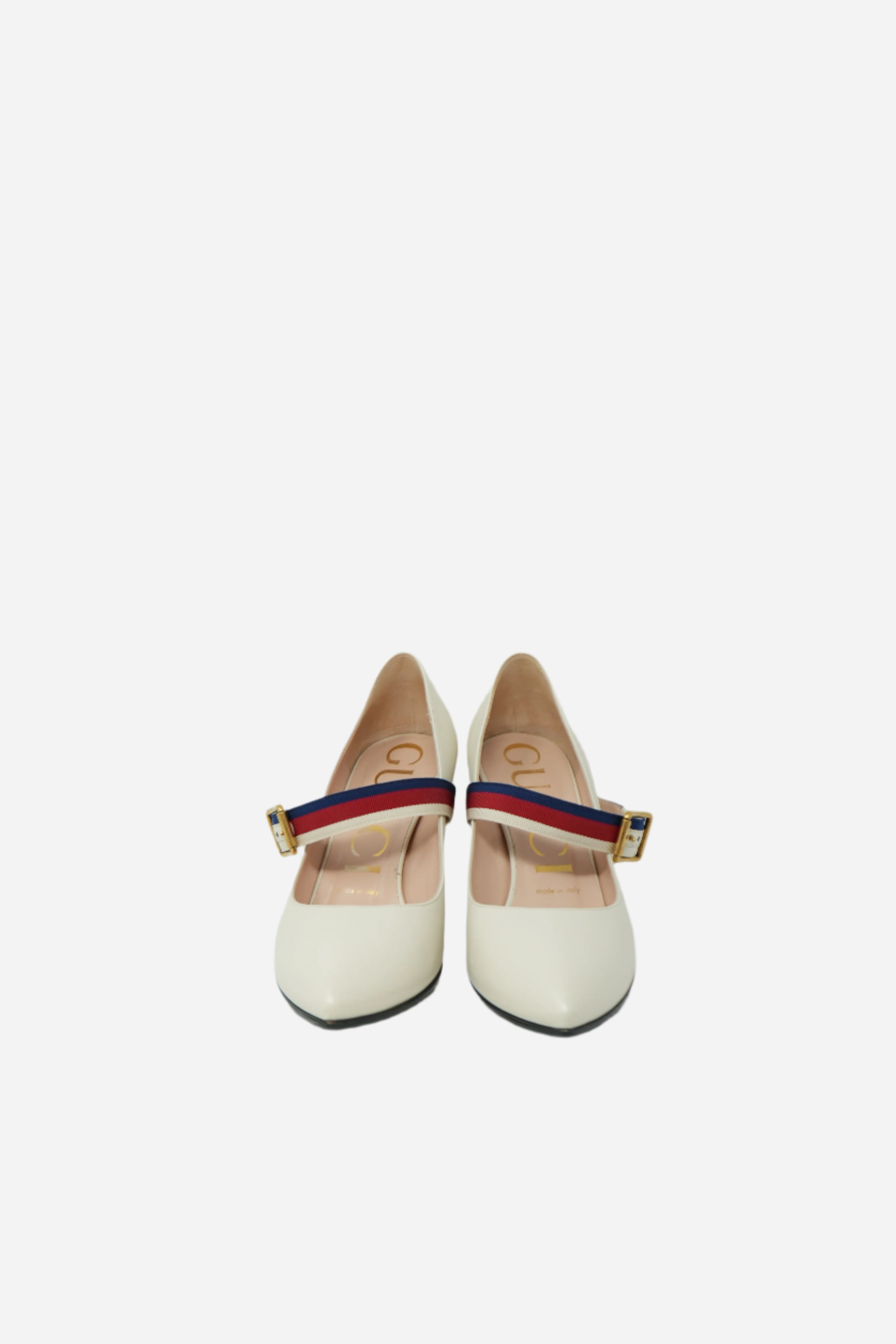 Gucci White Leather Sylvie Pumps