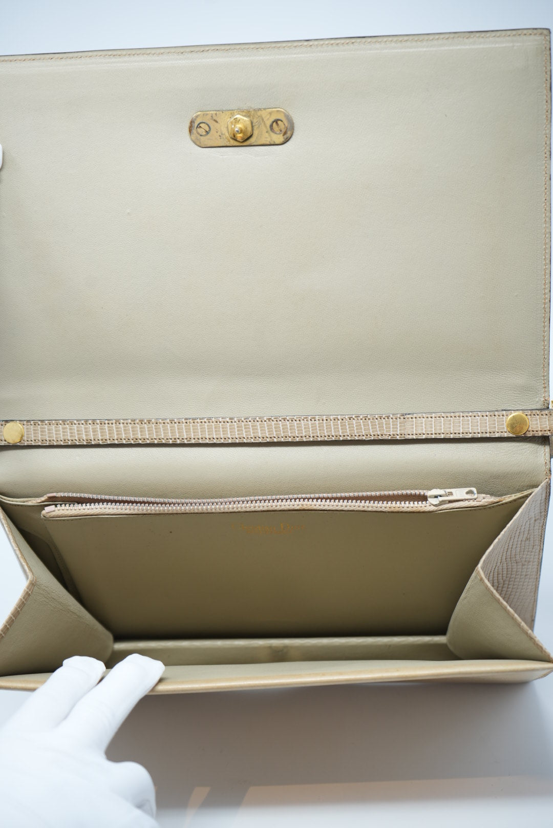 Dior Lizard Shoulder Bag Beige