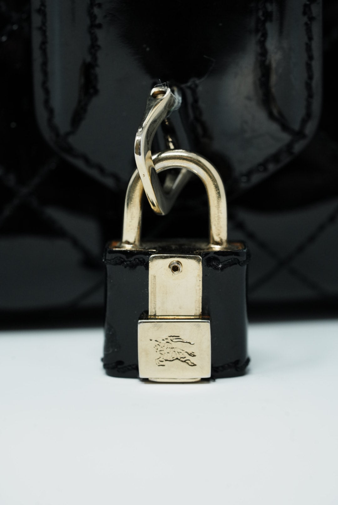 Burberry Patent Quilted Top Handle Bag