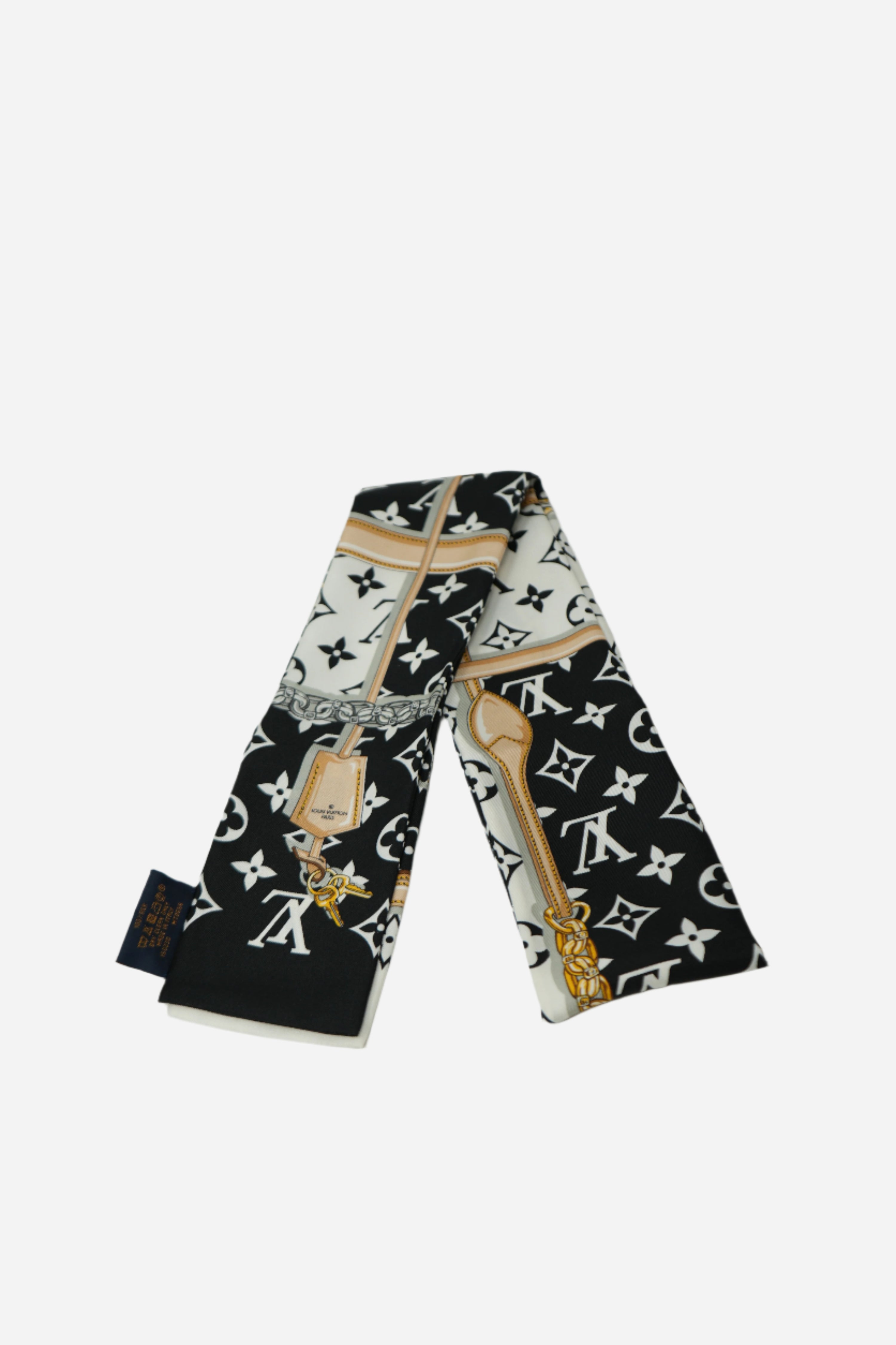 Louis Vuitton Monogram Bandeau Silk Scarf Black/White
