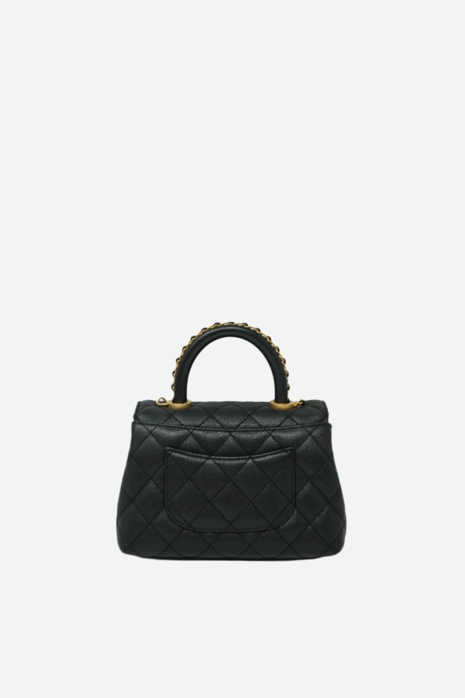 Pre-Owned Chanel Black Caviar Extra Mini Chain Wrapped Coco Handle