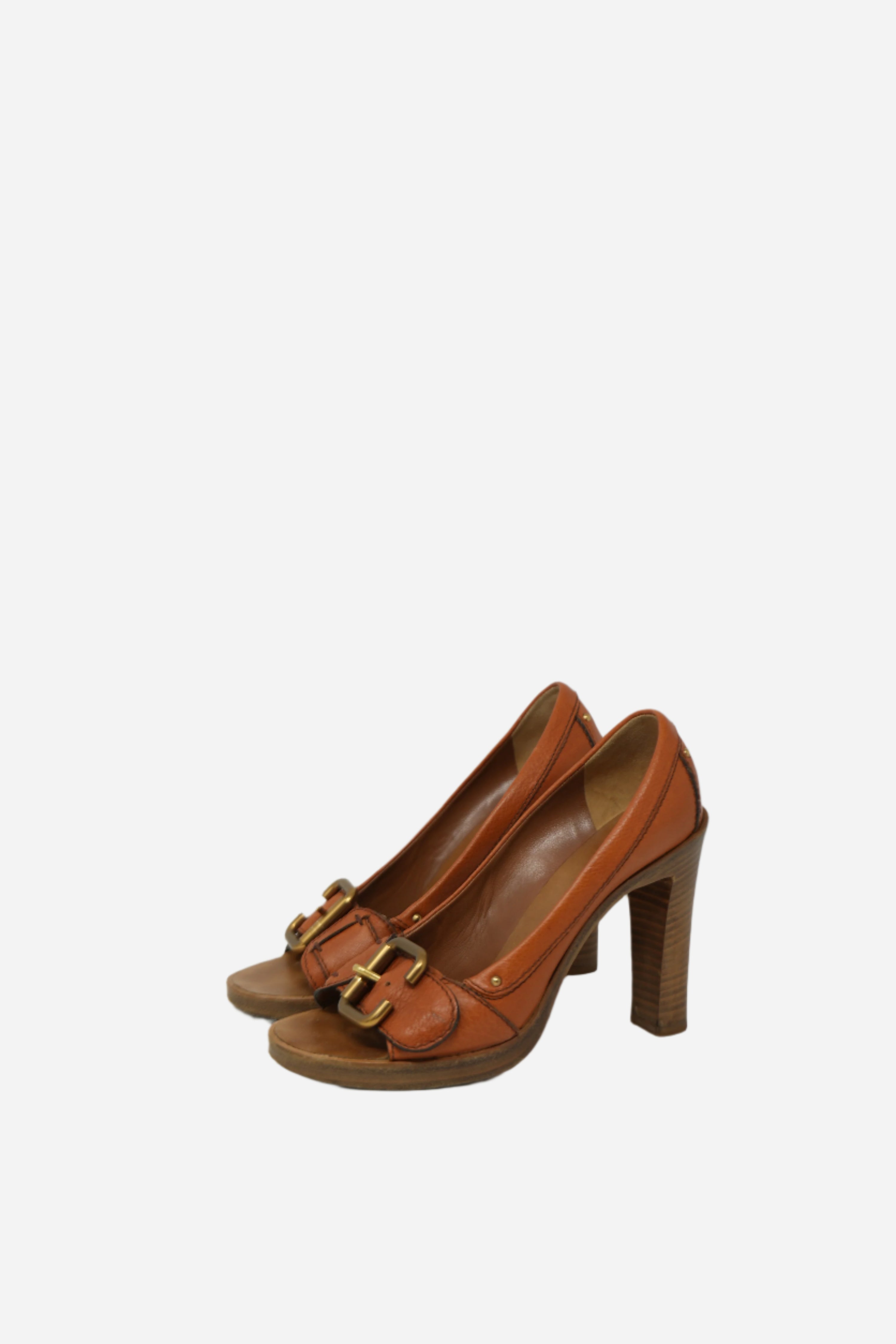 Chloe Brown Leather Platform Pumps