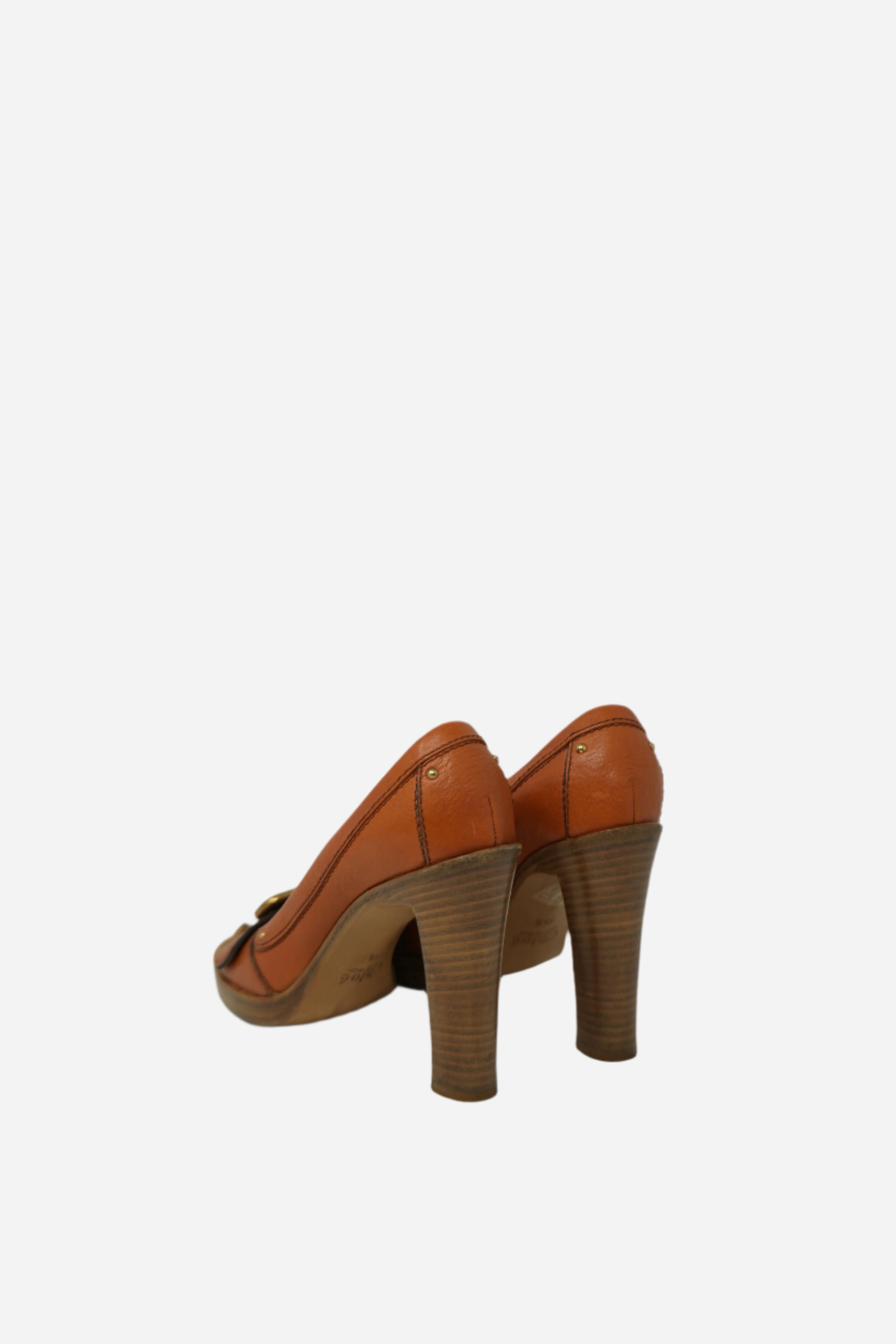 Chloe Brown Leather Platform Pumps