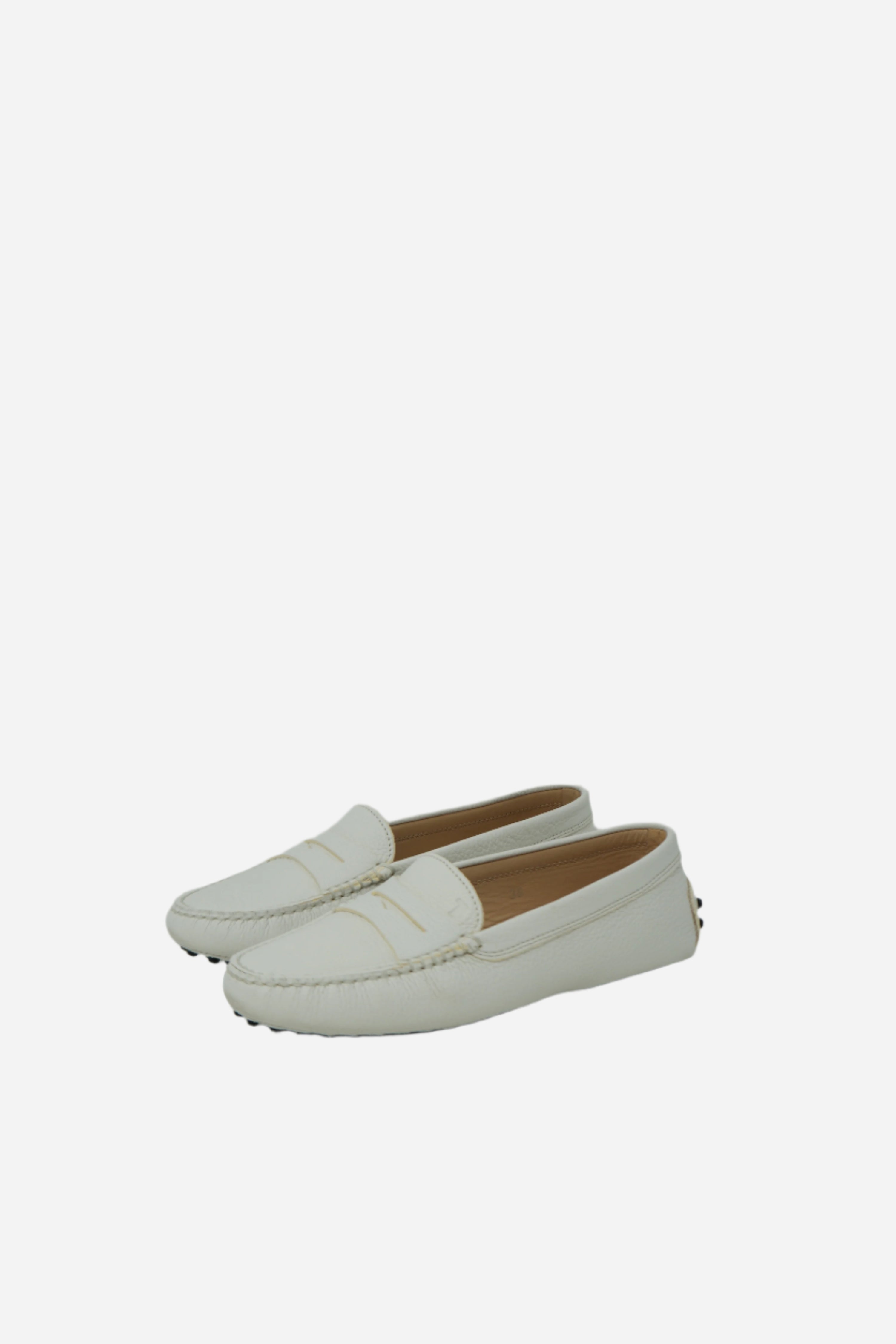 Tod's White Leather Gommini Loafers NW