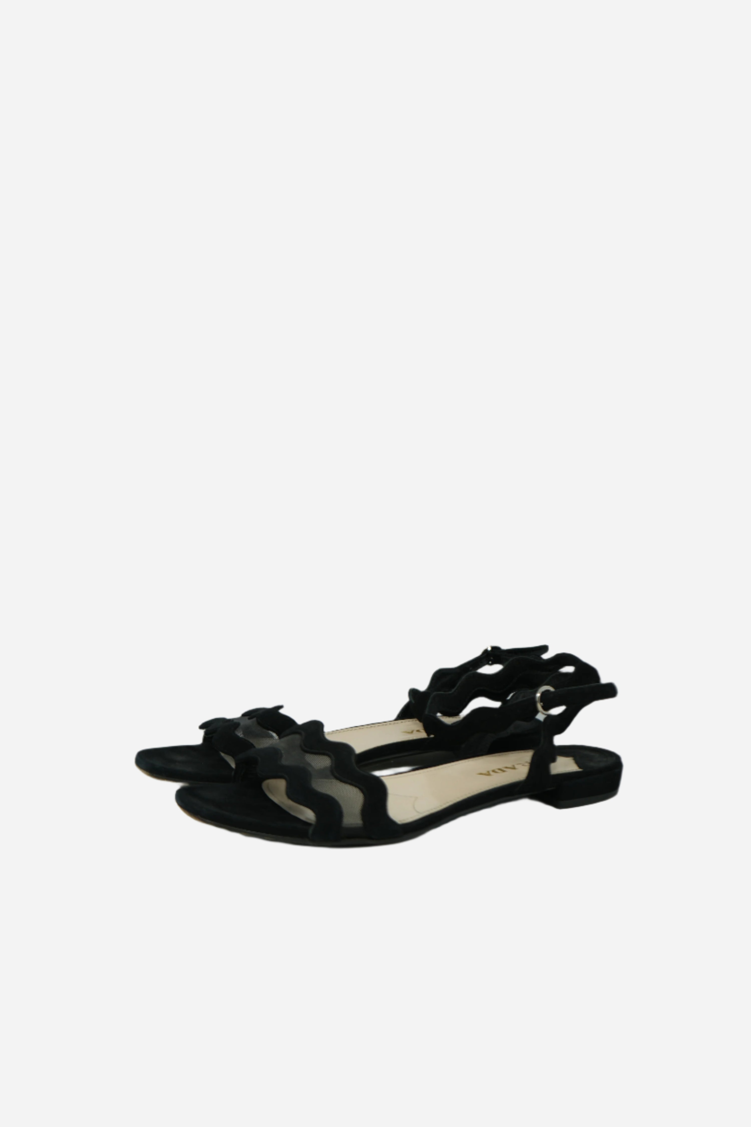 Prada Black Suede And Mesh Sandals
