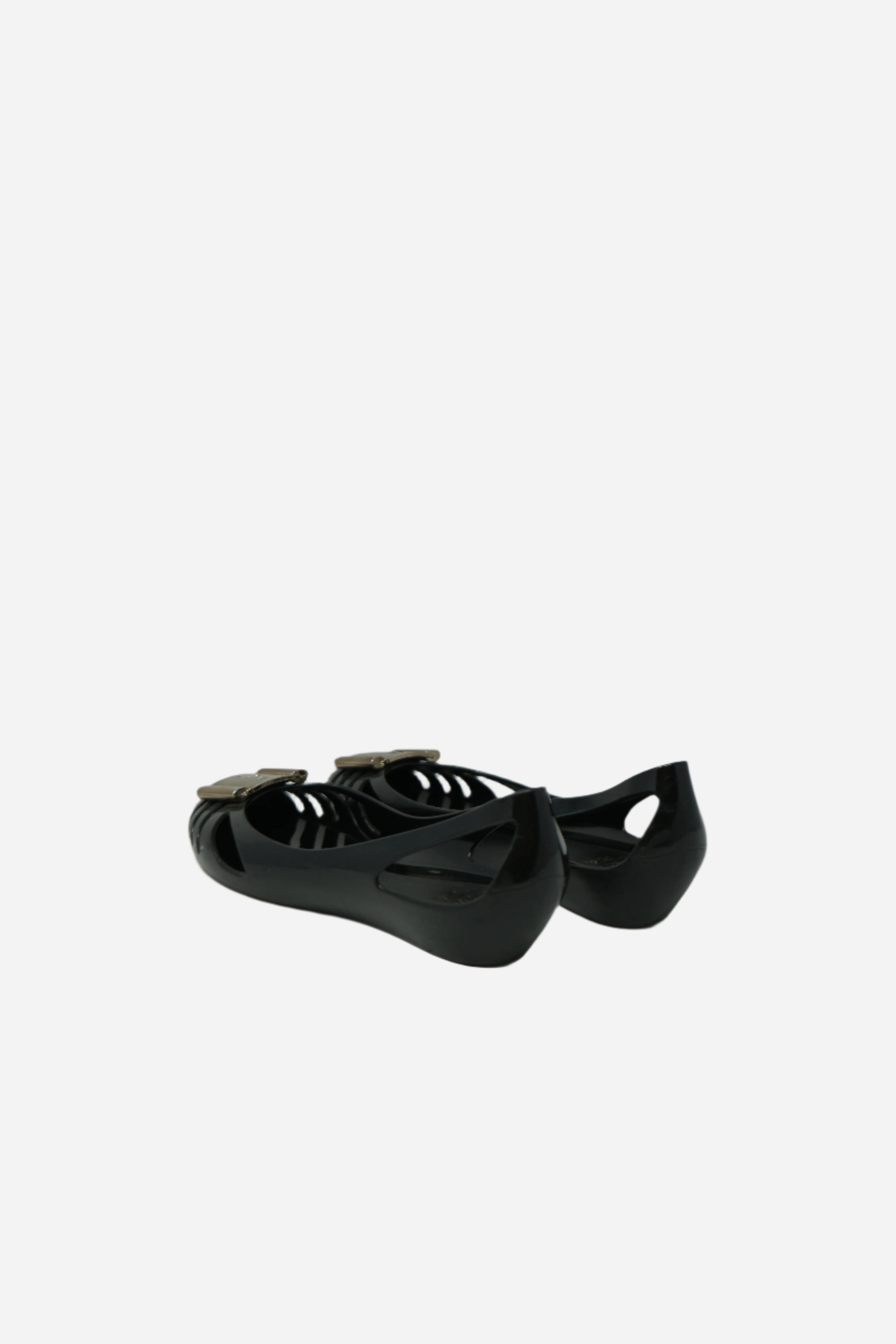 Ferragamo Gold Bow Jelly Flats
