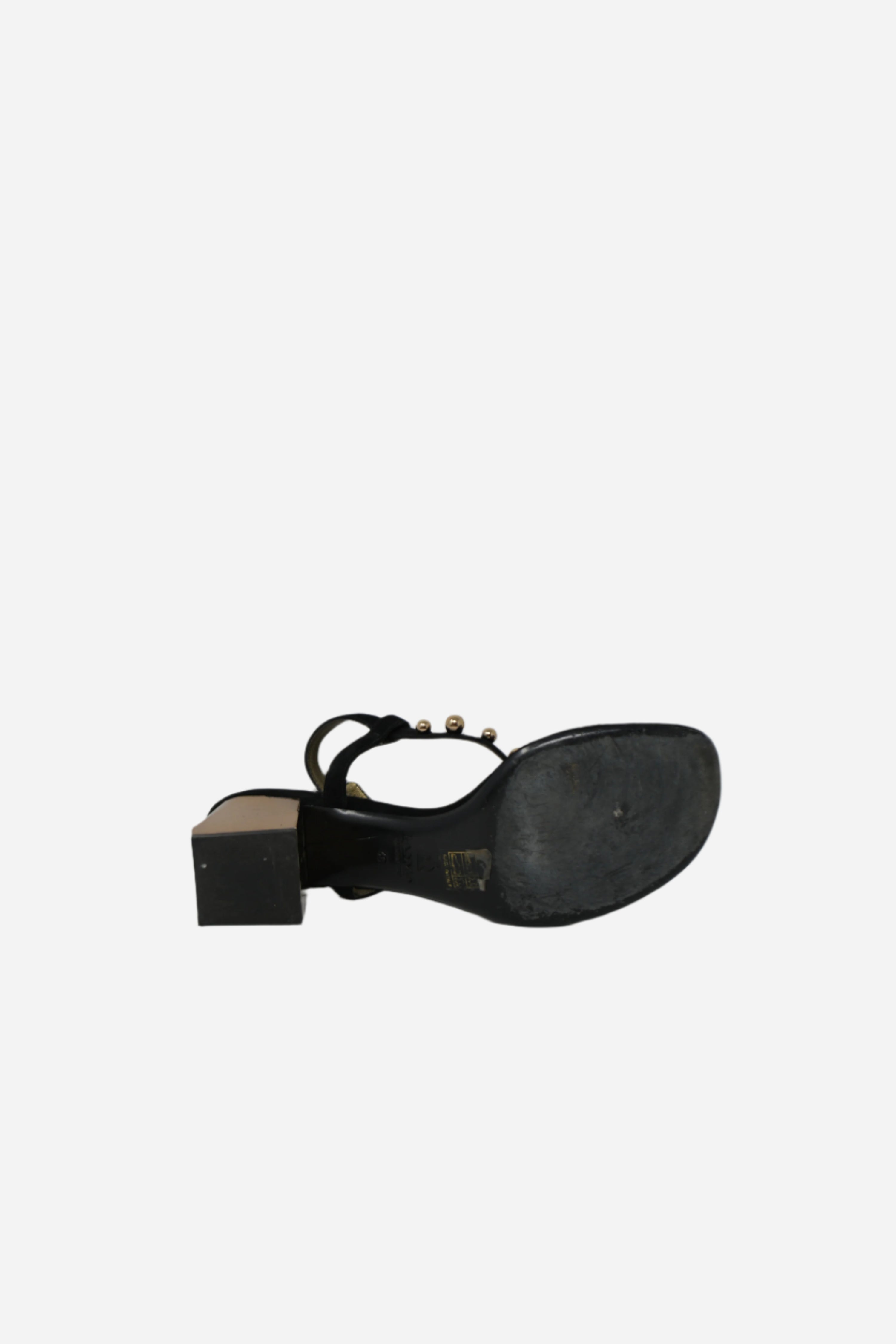 Lanvin Studded Satin T-Strap Sandals