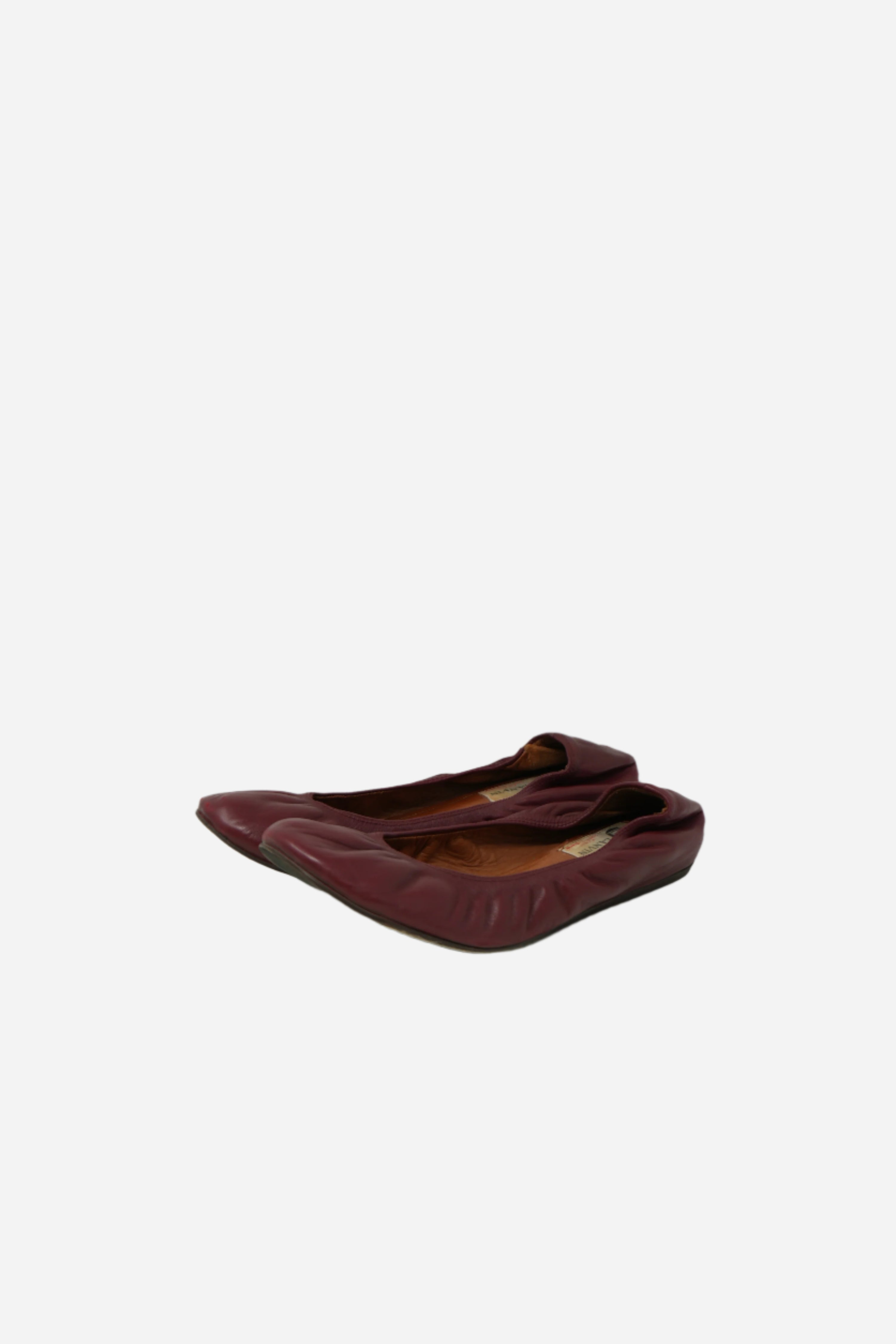 Lanvin Burgundy Leather Ballet Flats