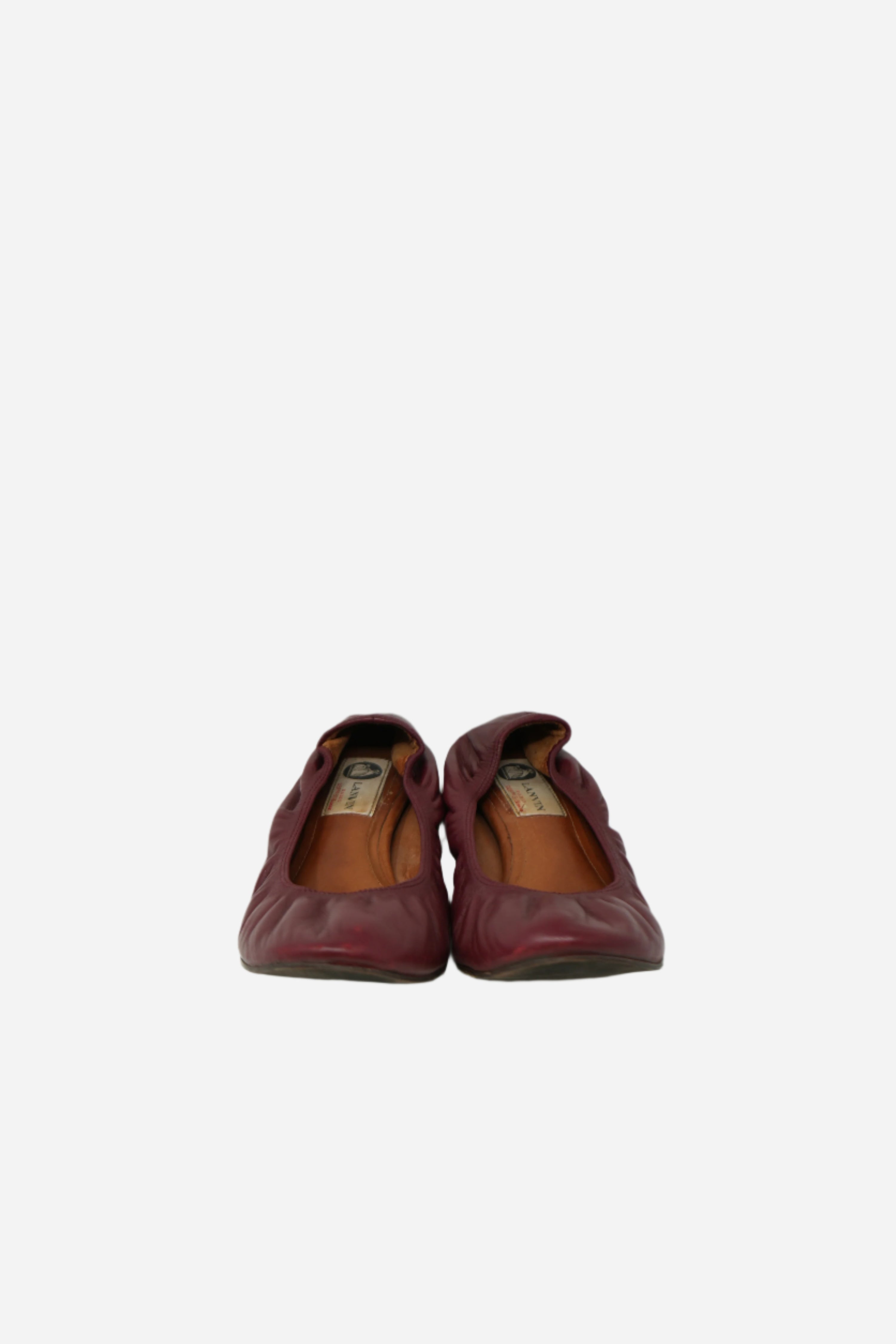 Lanvin Burgundy Leather Ballet Flats