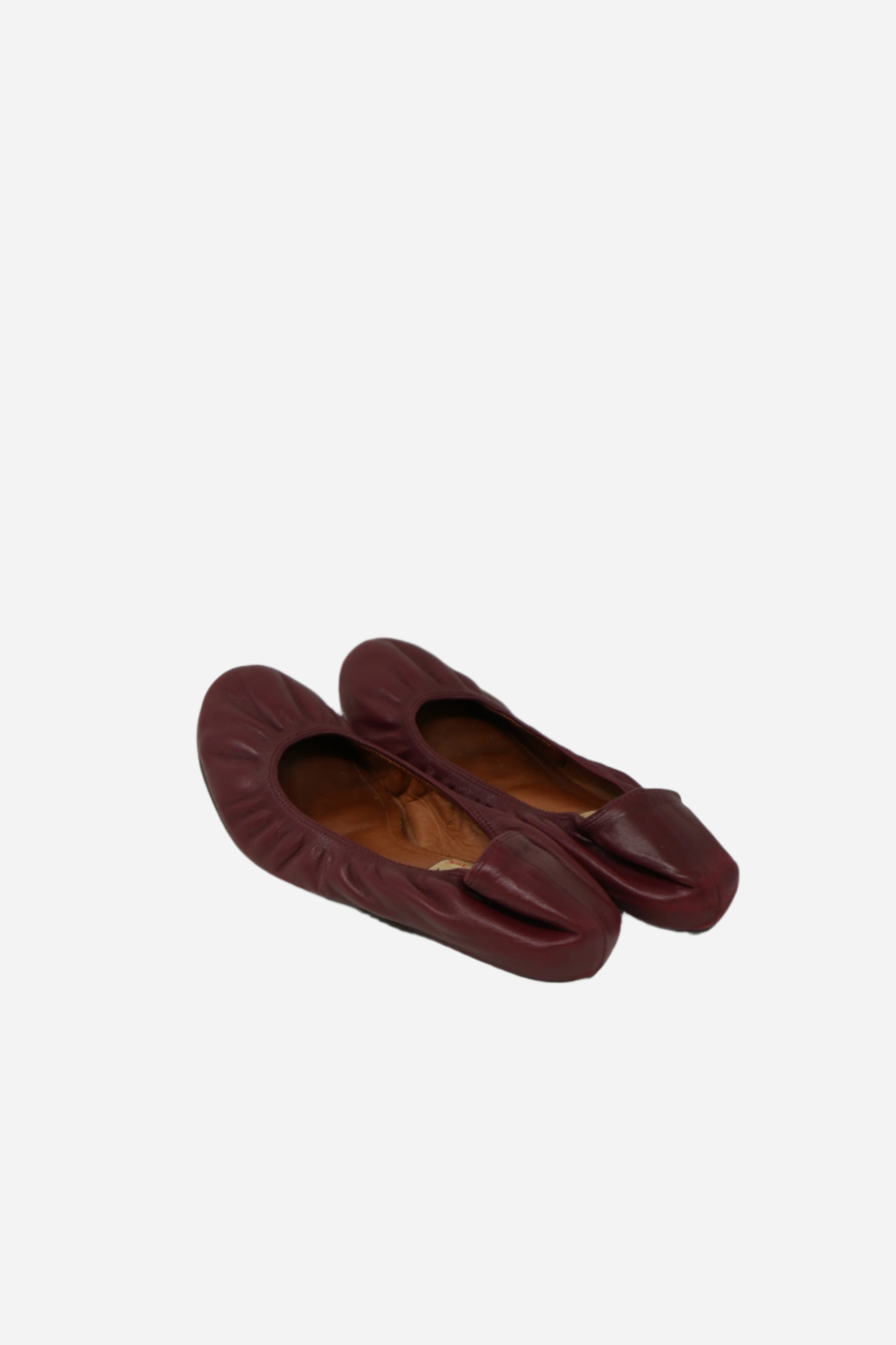 Lanvin Burgundy Leather Ballet Flats