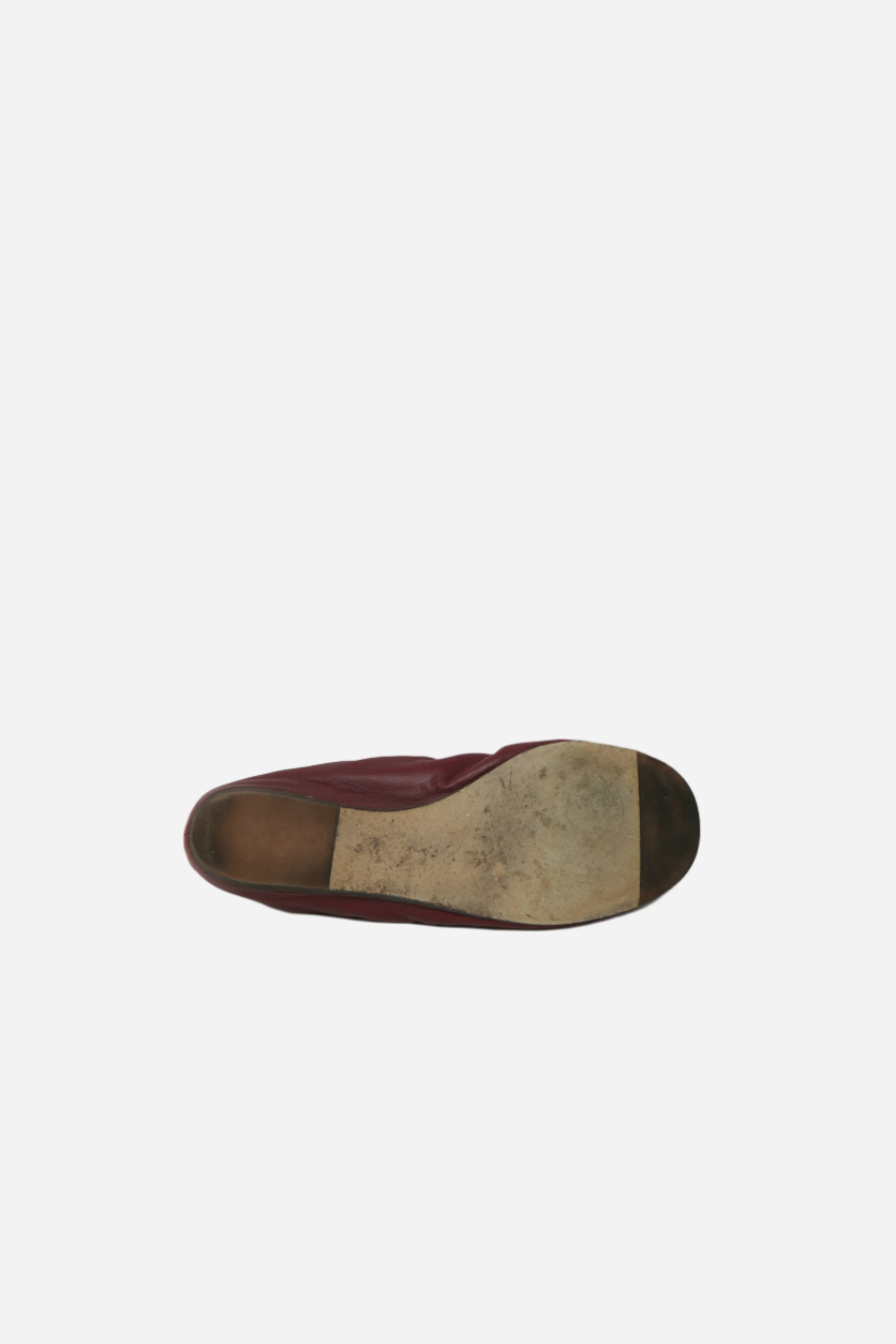 Lanvin Burgundy Leather Ballet Flats