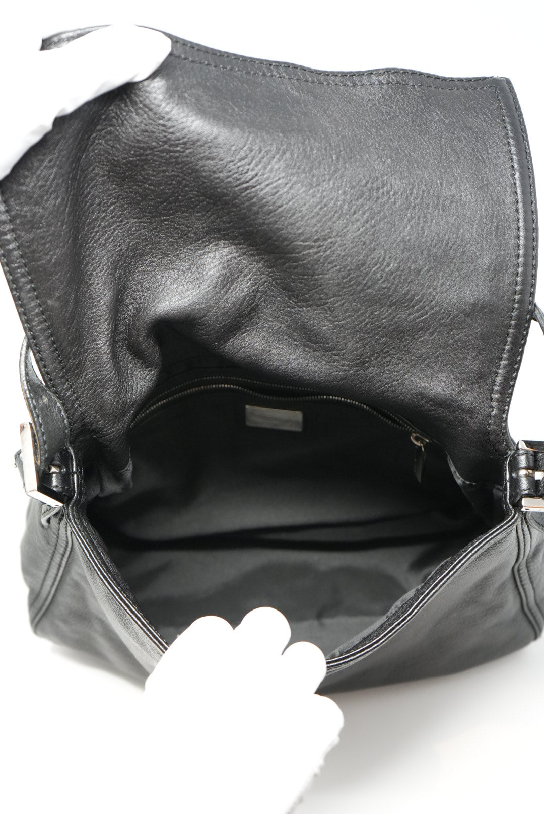 Fendi Large Black Leather Baguette