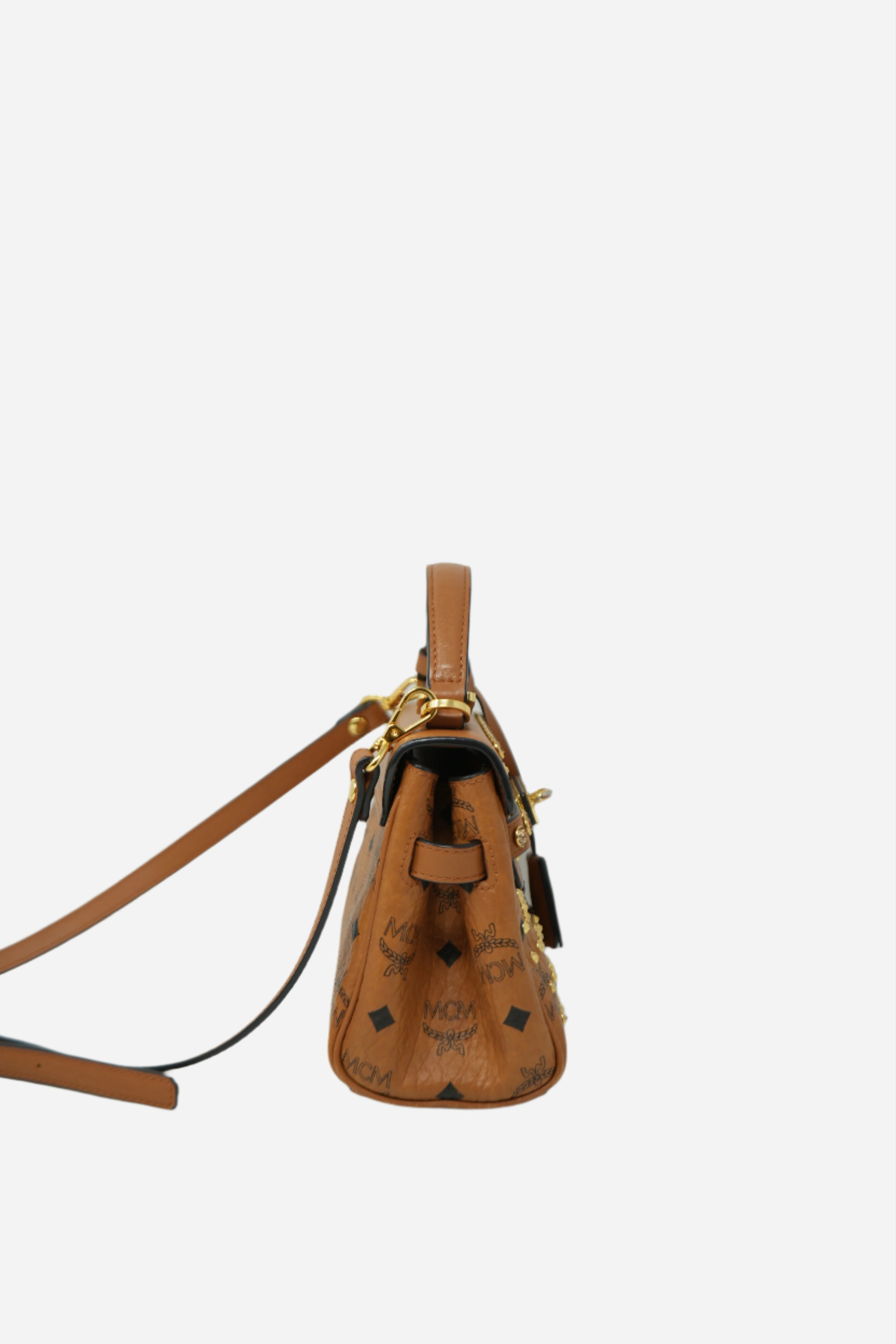 MCM Visetos Studded Mini Handle Bag