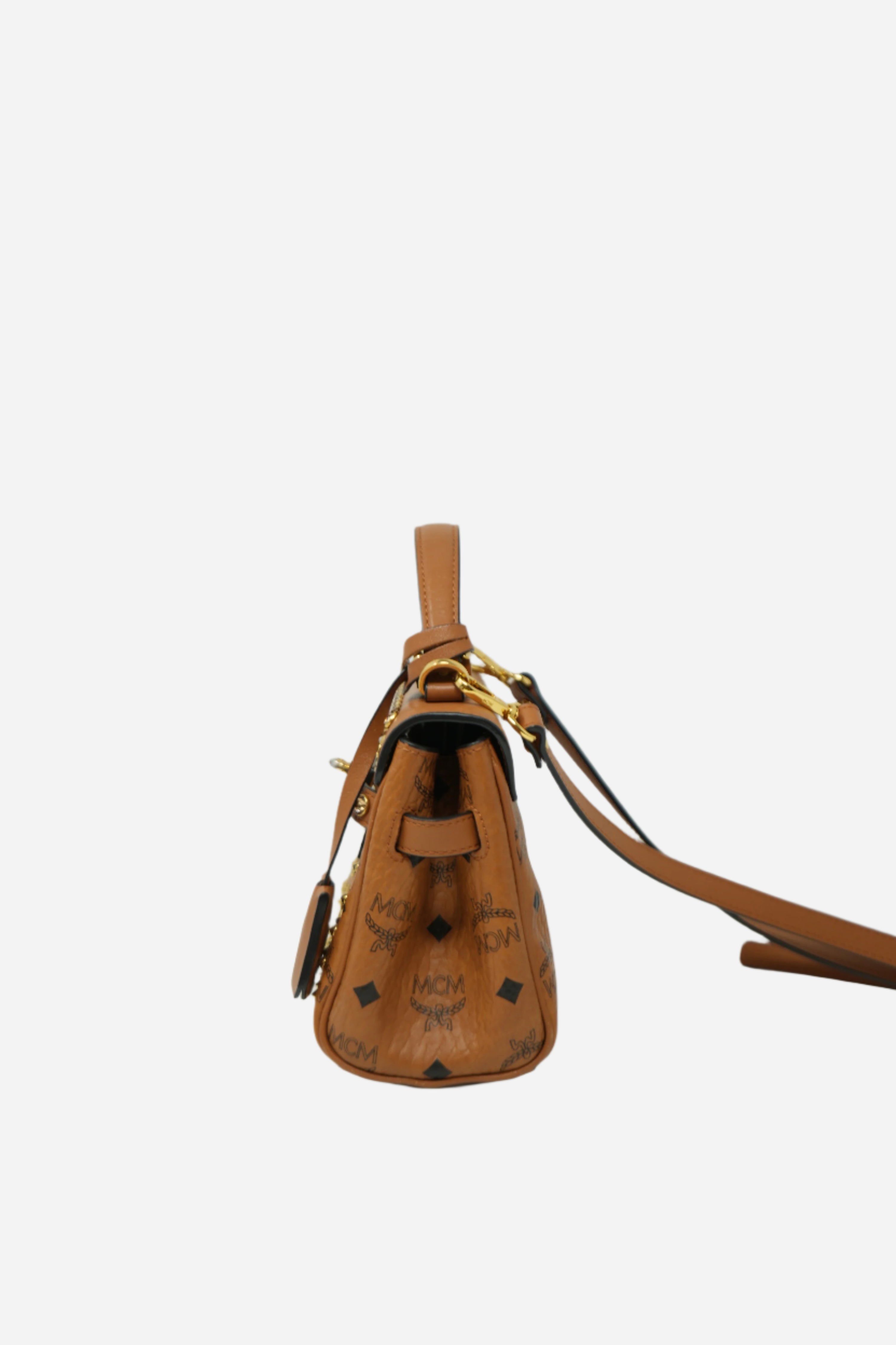 MCM Visetos Studded Mini Handle Bag