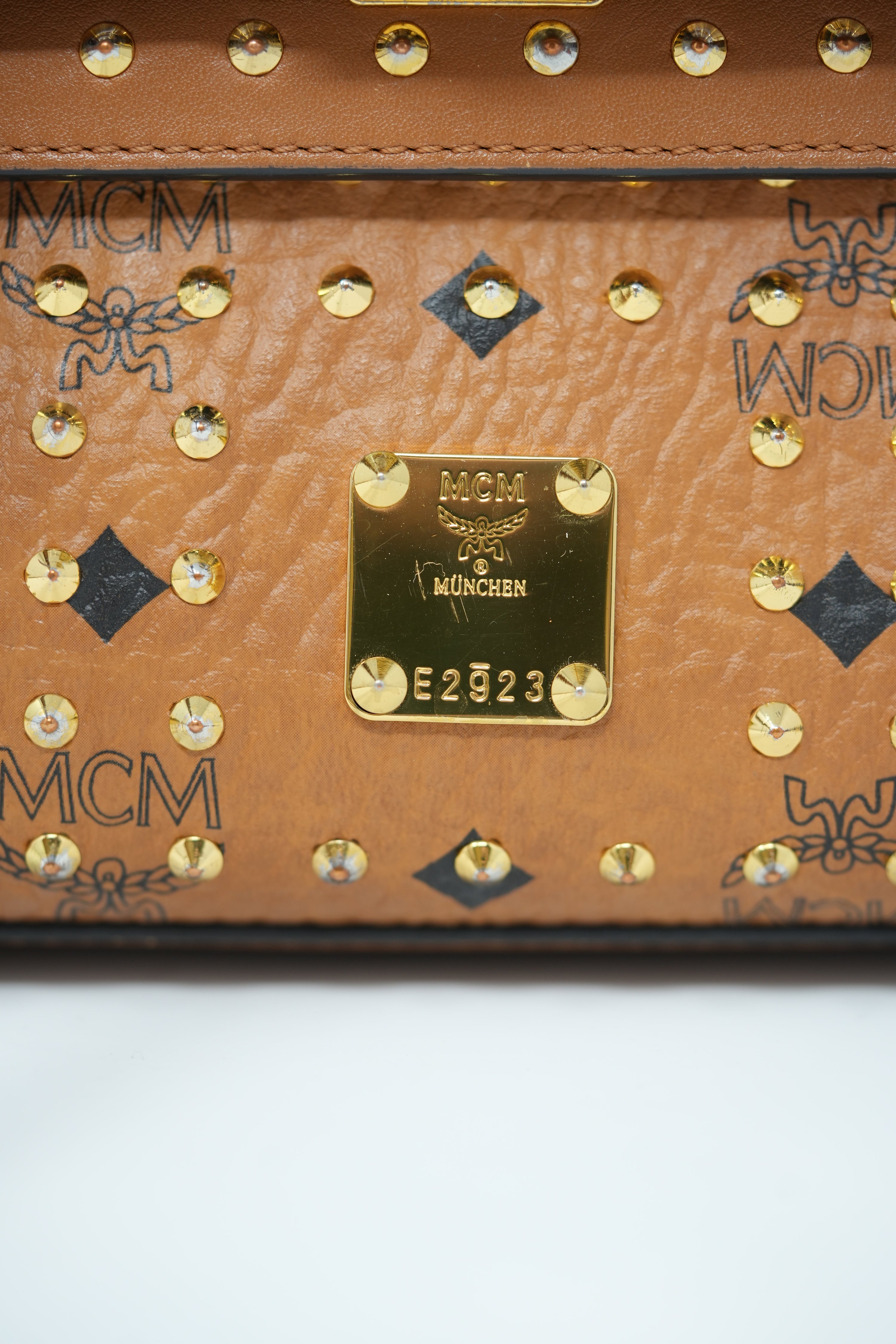 MCM Visetos Studded Mini Handle Bag
