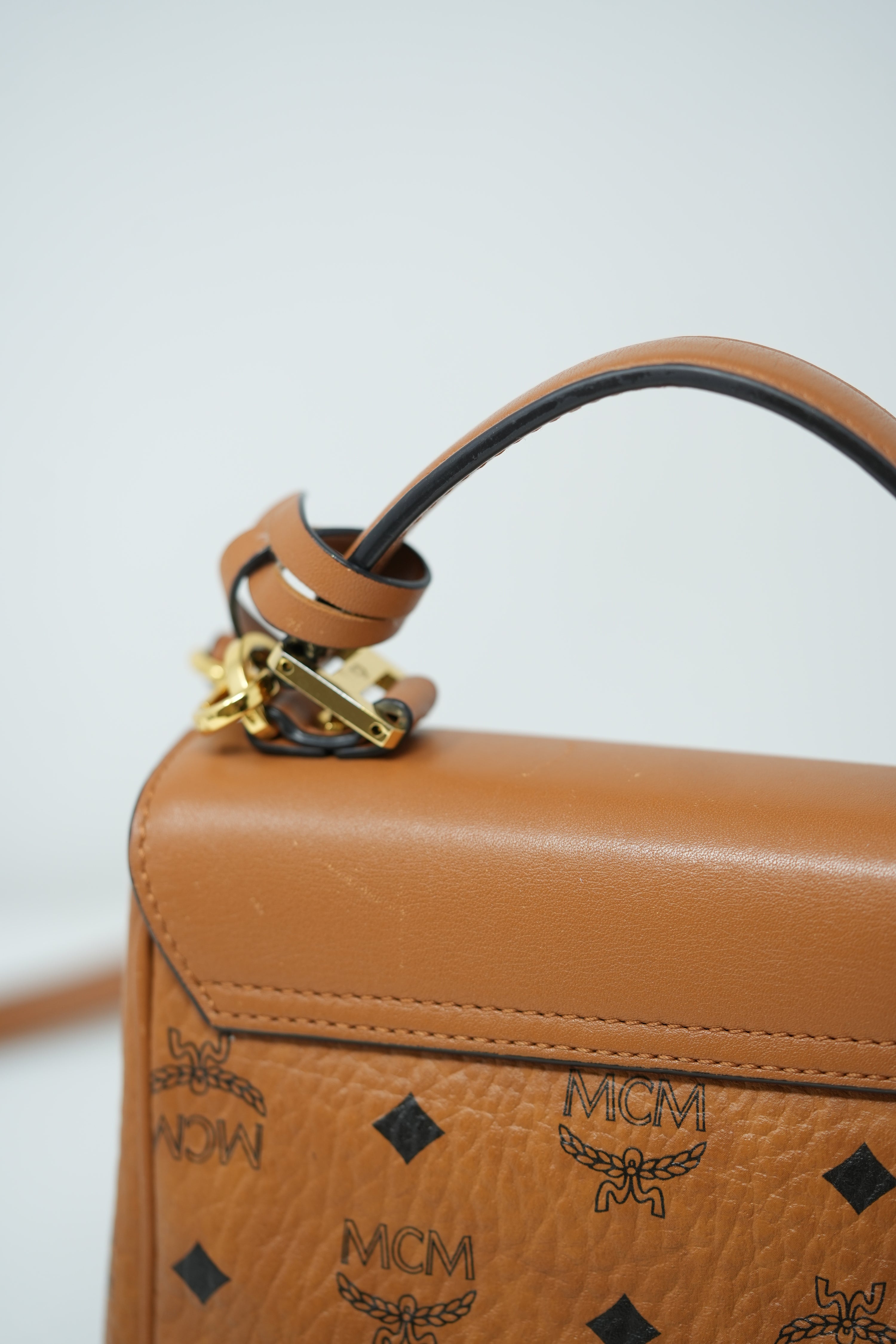 MCM Visetos Studded Mini Handle Bag