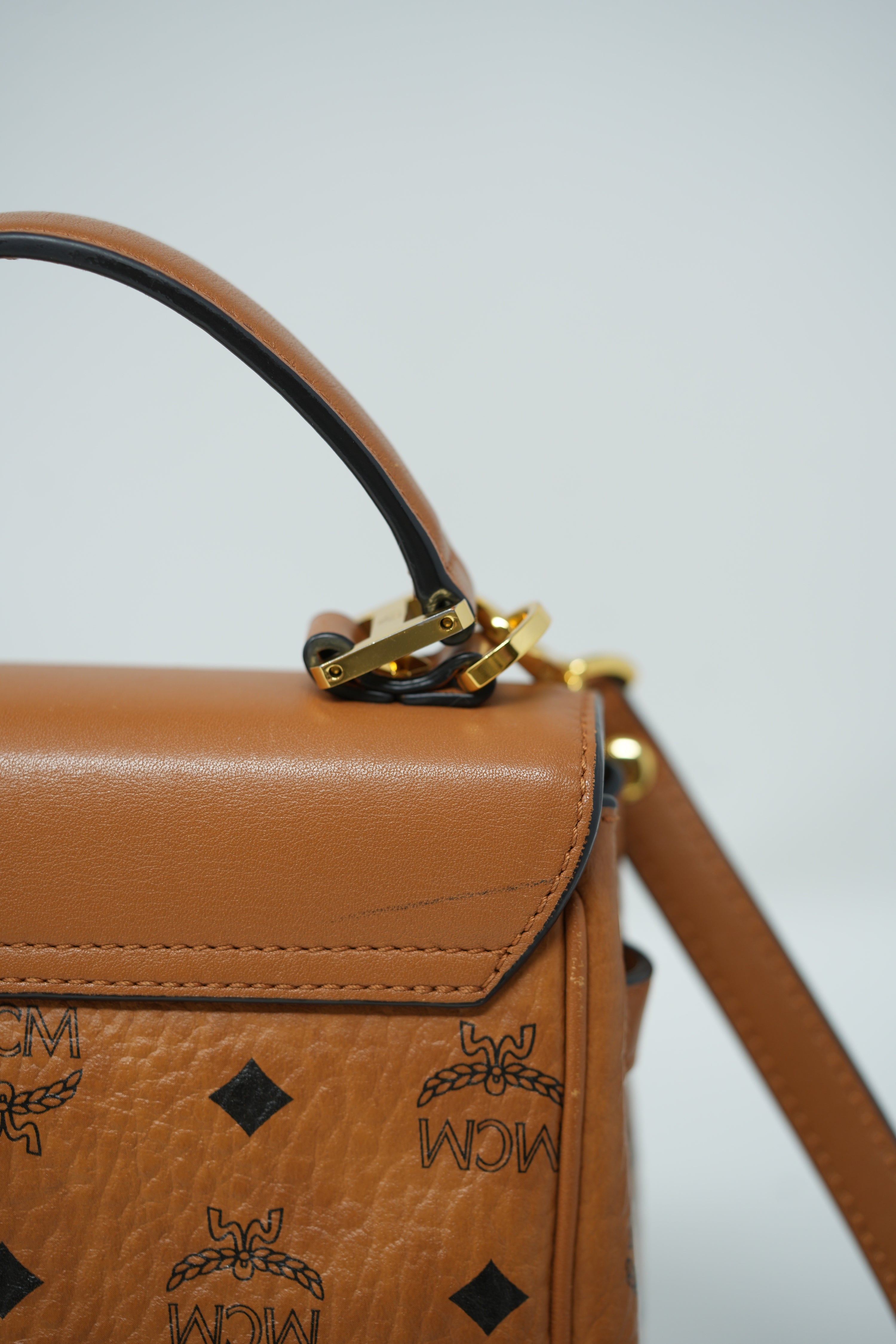 MCM Visetos Studded Mini Handle Bag