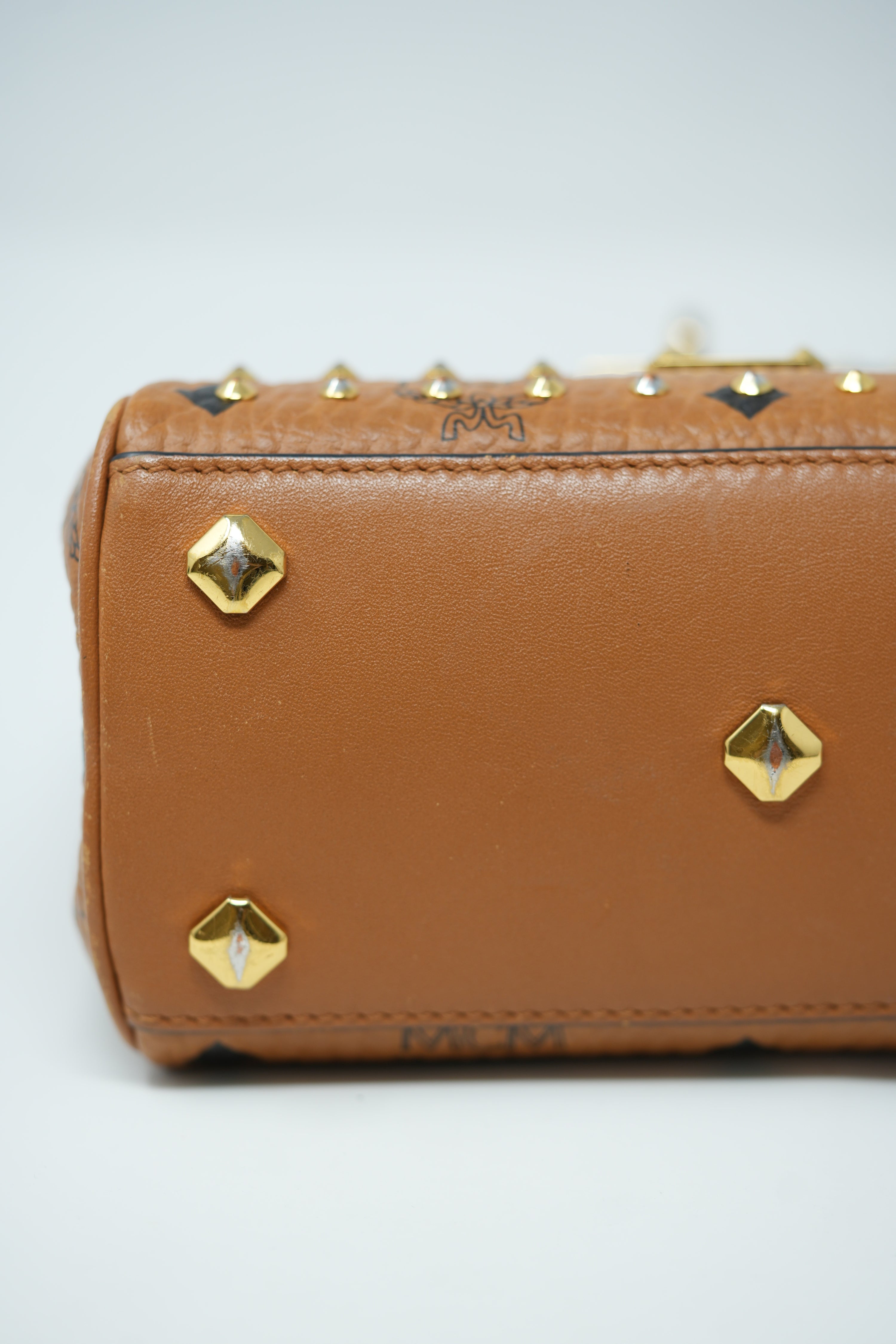 MCM Visetos Studded Mini Handle Bag