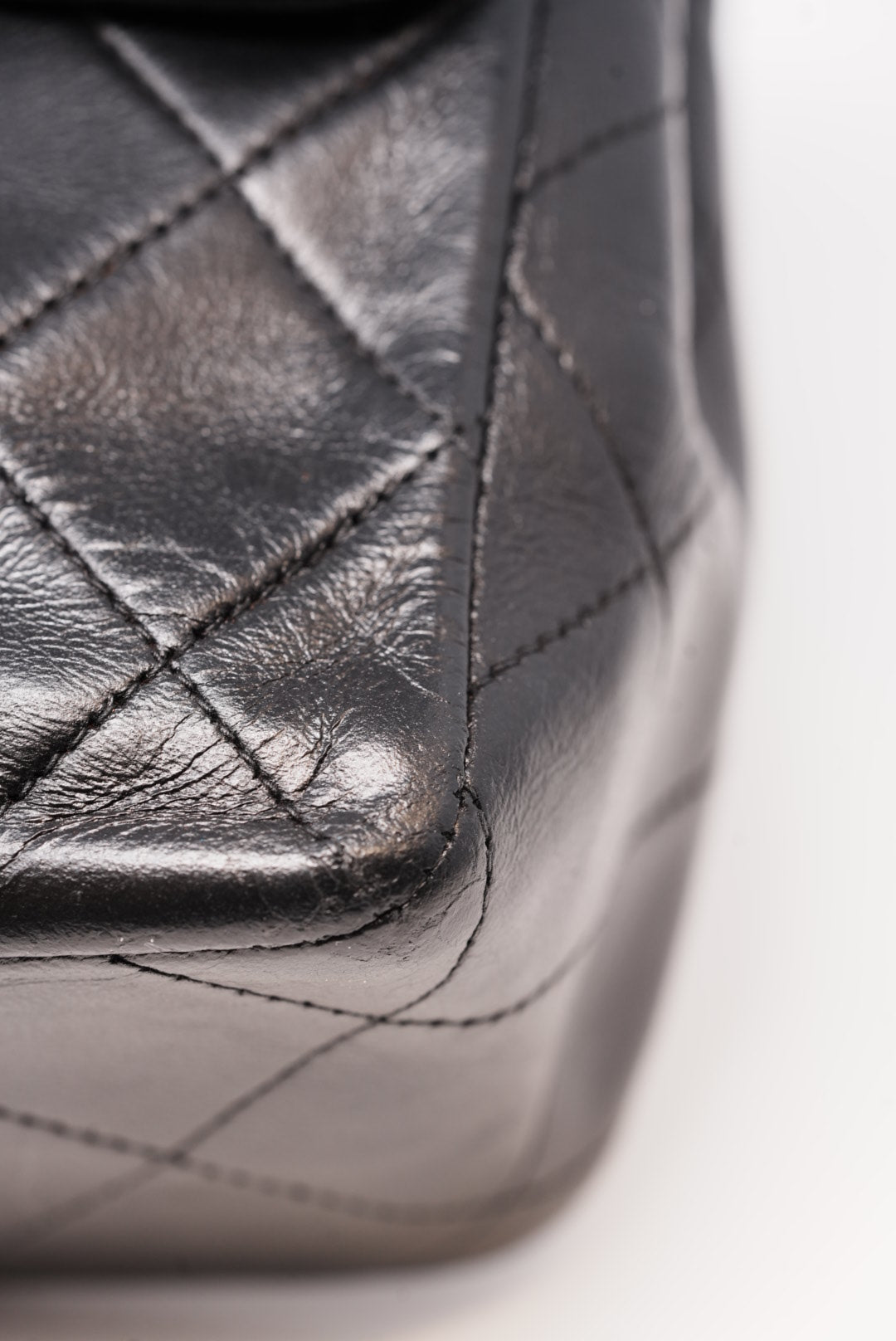 Pre-Owned CHANEL Black Lambskin Mini Square 1991-1994 refurbished