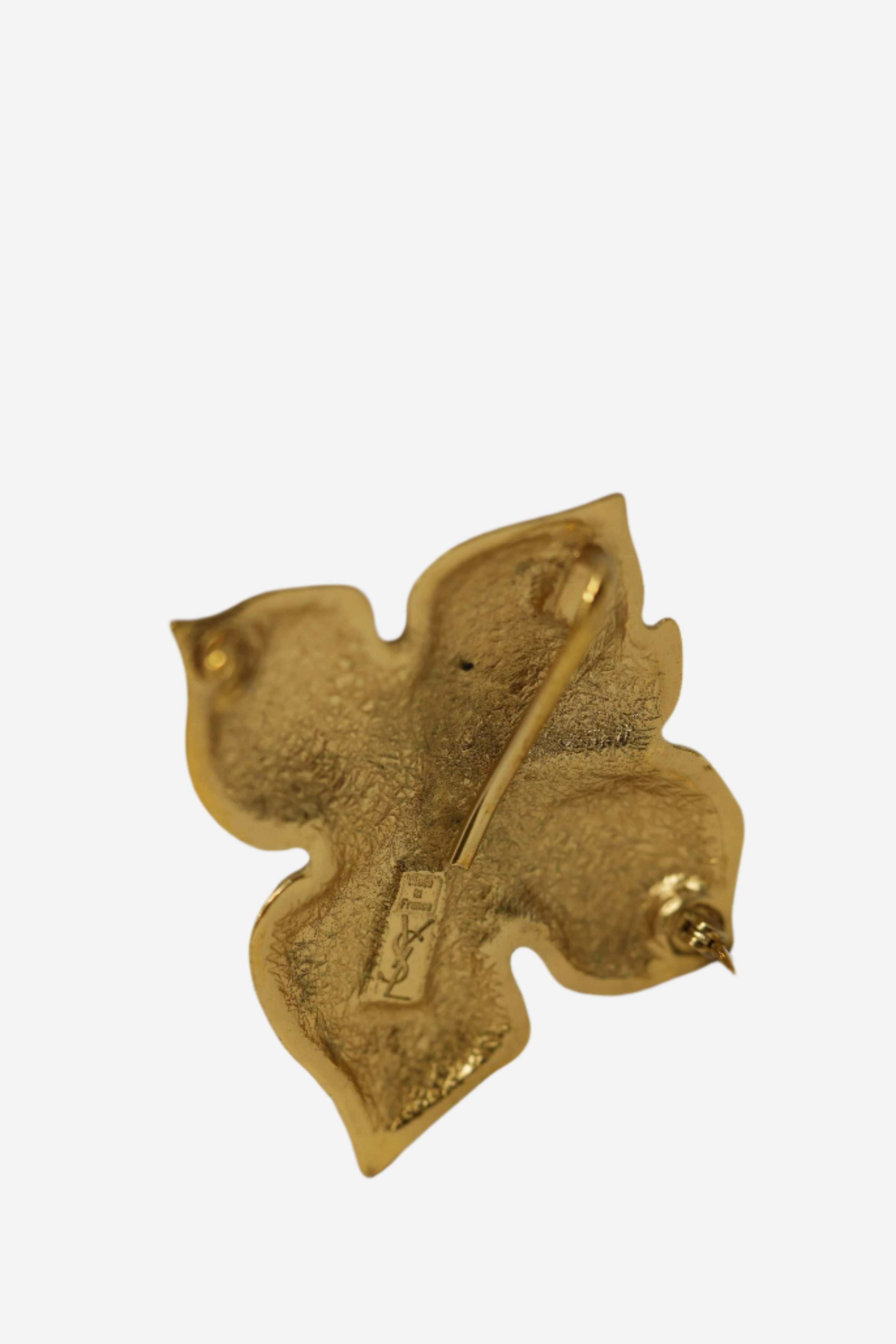 YSL Rhinestone Leaf Brooch