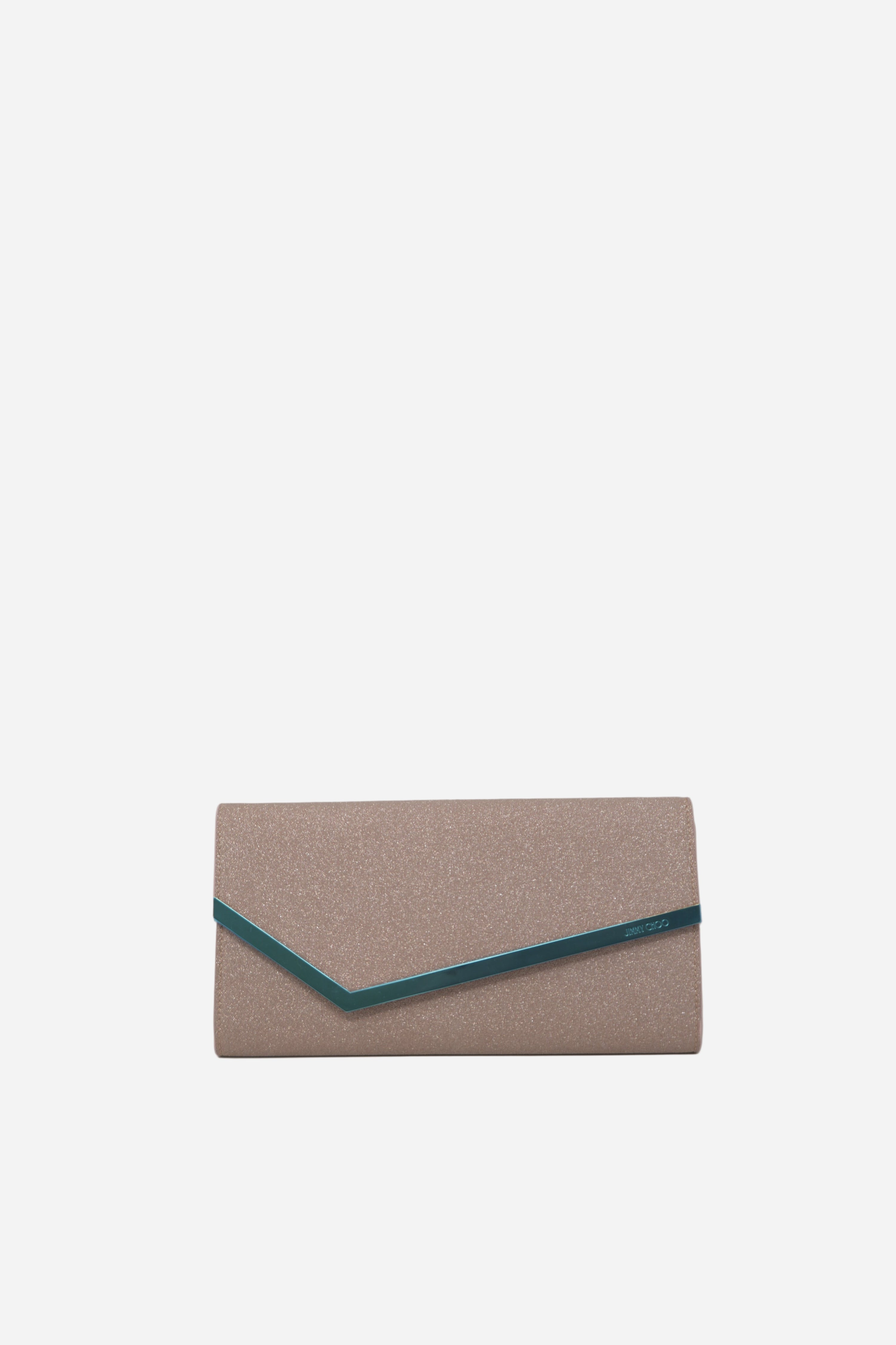 Jimmy Choo Platinum Glitter Clutch Bag