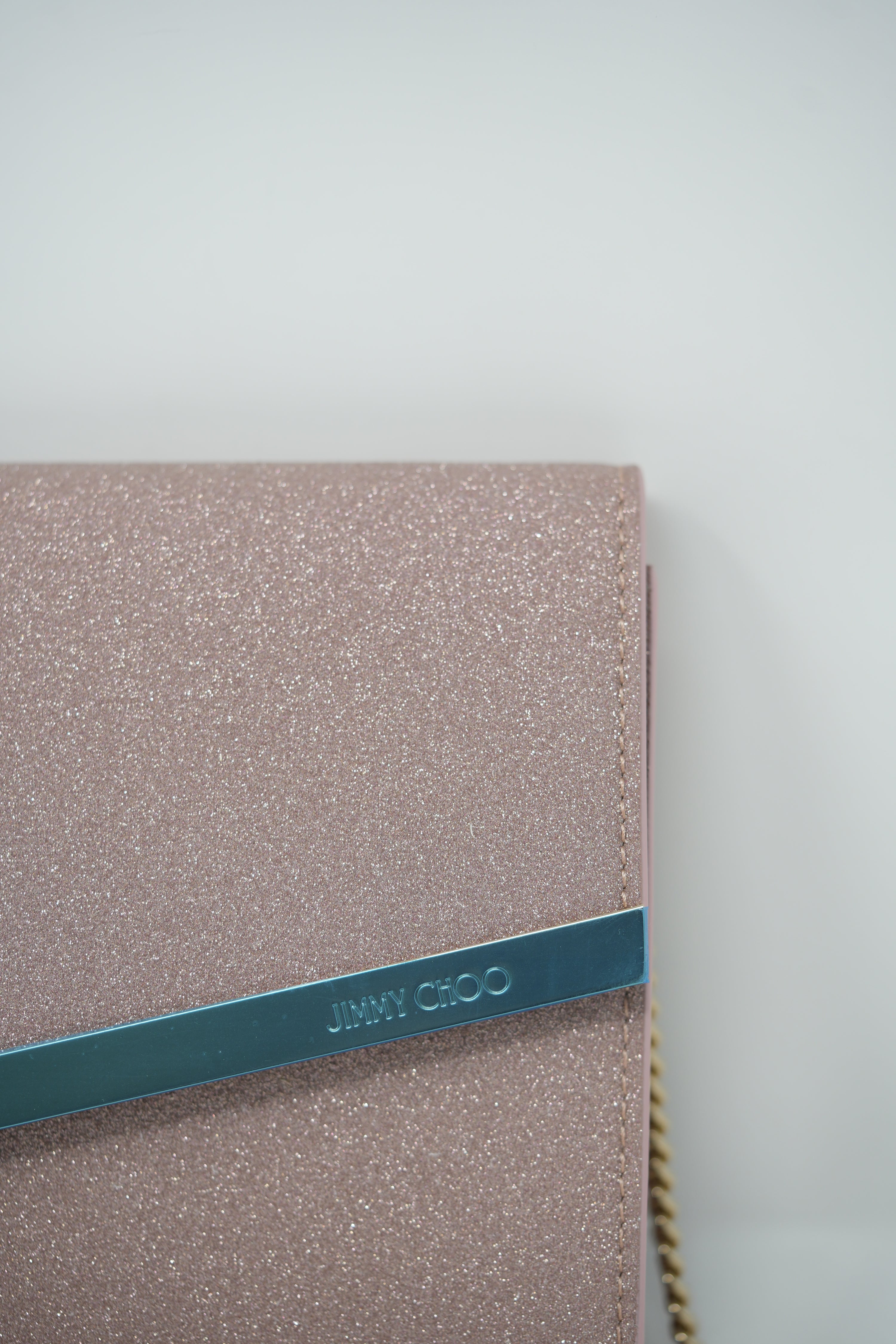 Jimmy Choo Platinum Glitter Clutch Bag