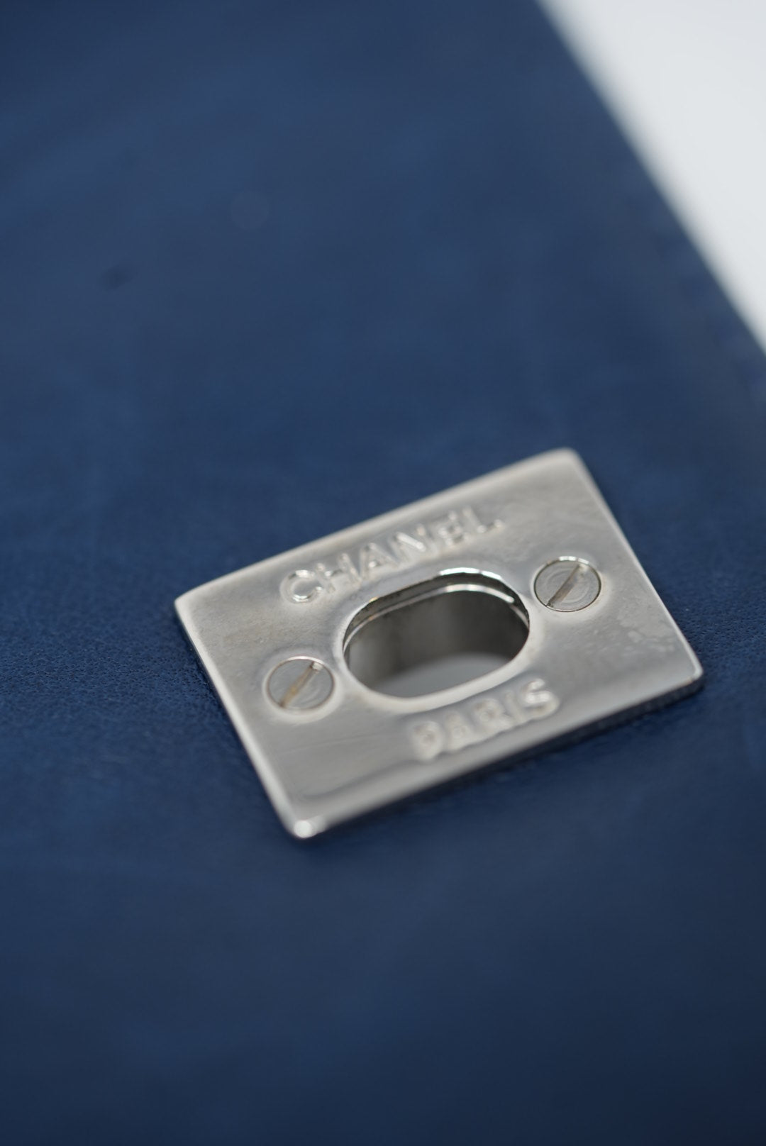 Pre-Owned Chanel Blue Patent Quilted Vinyl Flap Bag 2012