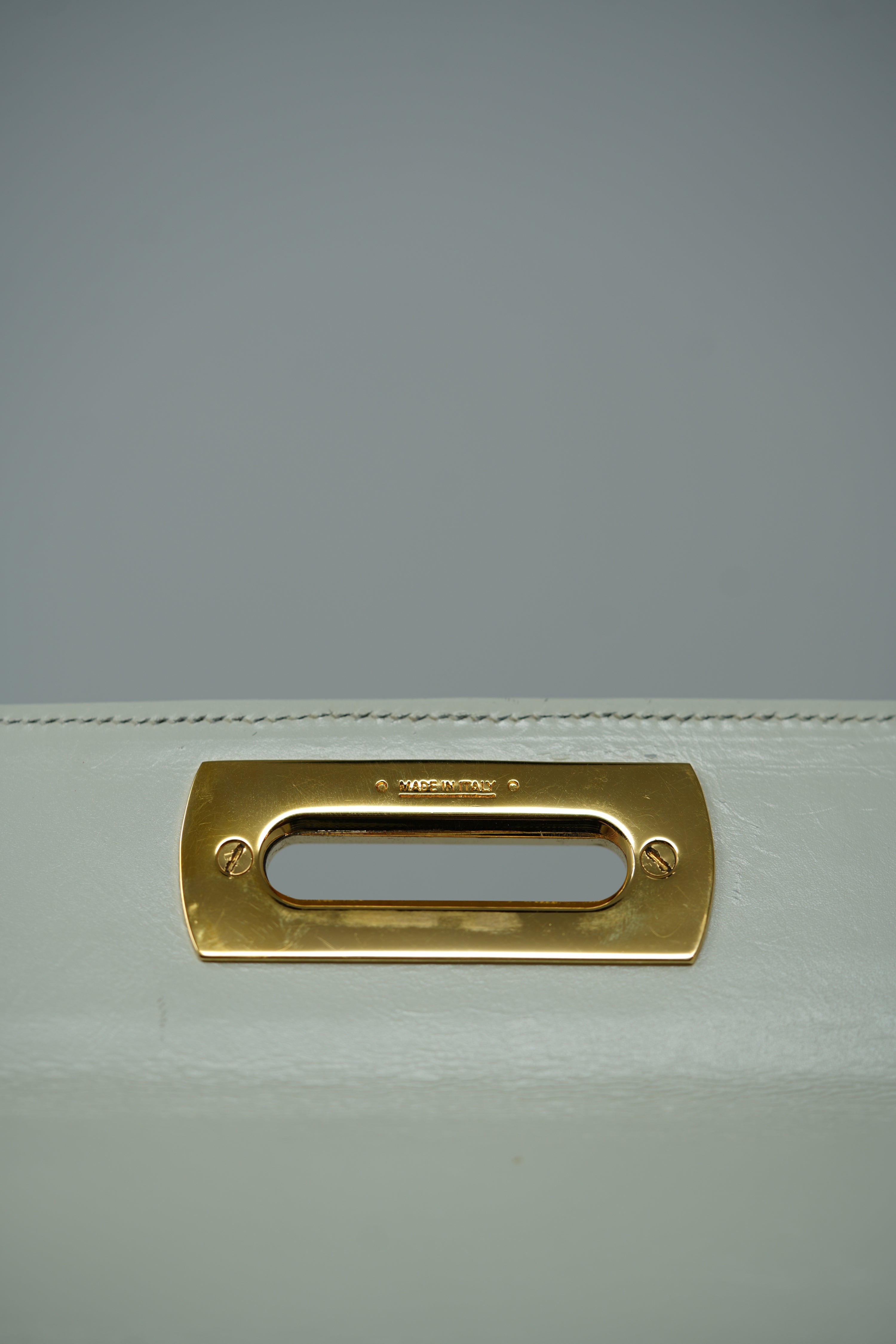 Salvatore Ferragamo White Lizard Top Handle Bag