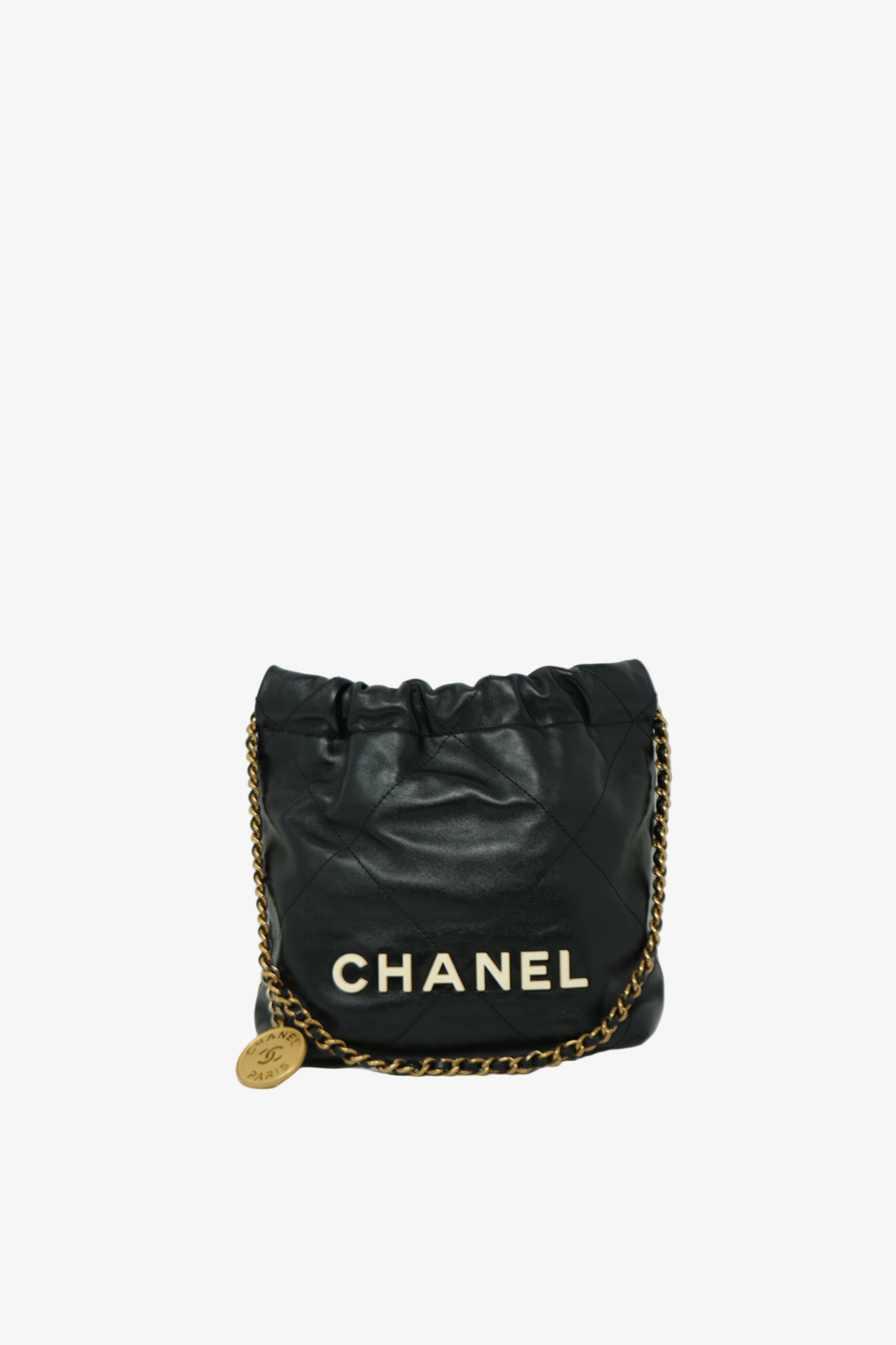 Pre-Owned Chanel 2023 Mini 22 Bag Black Calfskin