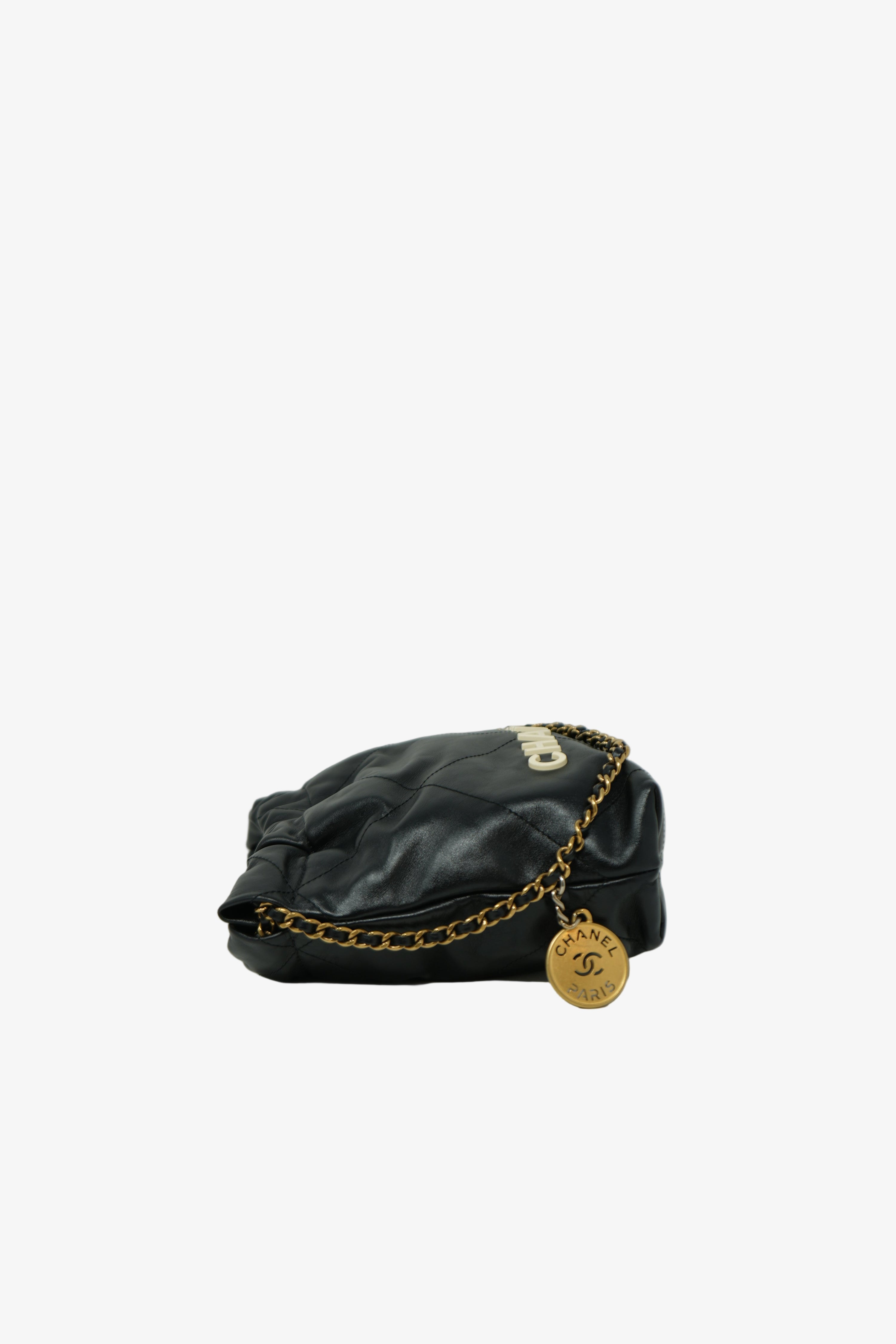 Pre-Owned Chanel 2023 Mini 22 Bag Black Calfskin