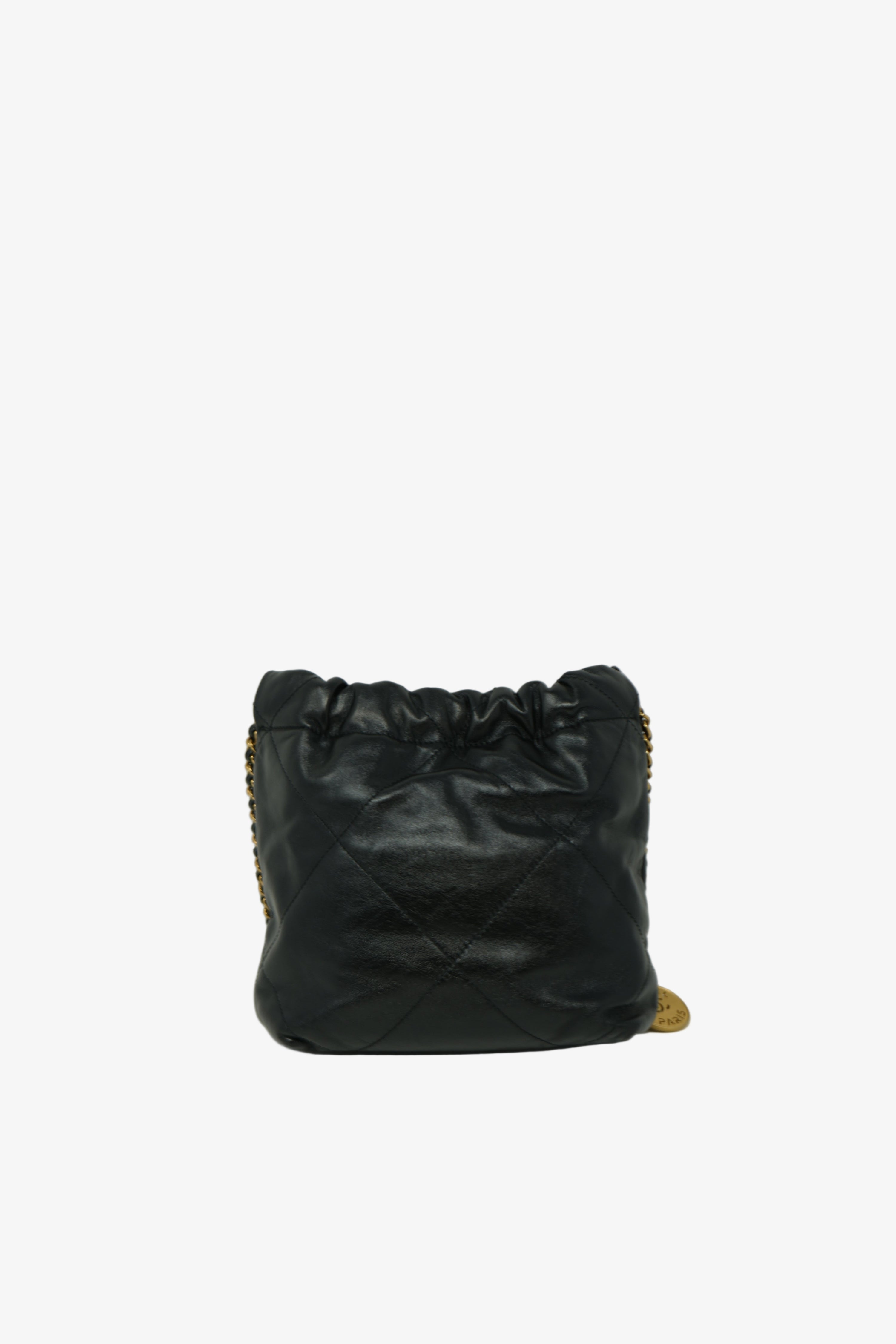 Pre-Owned Chanel 2023 Mini 22 Bag Black Calfskin